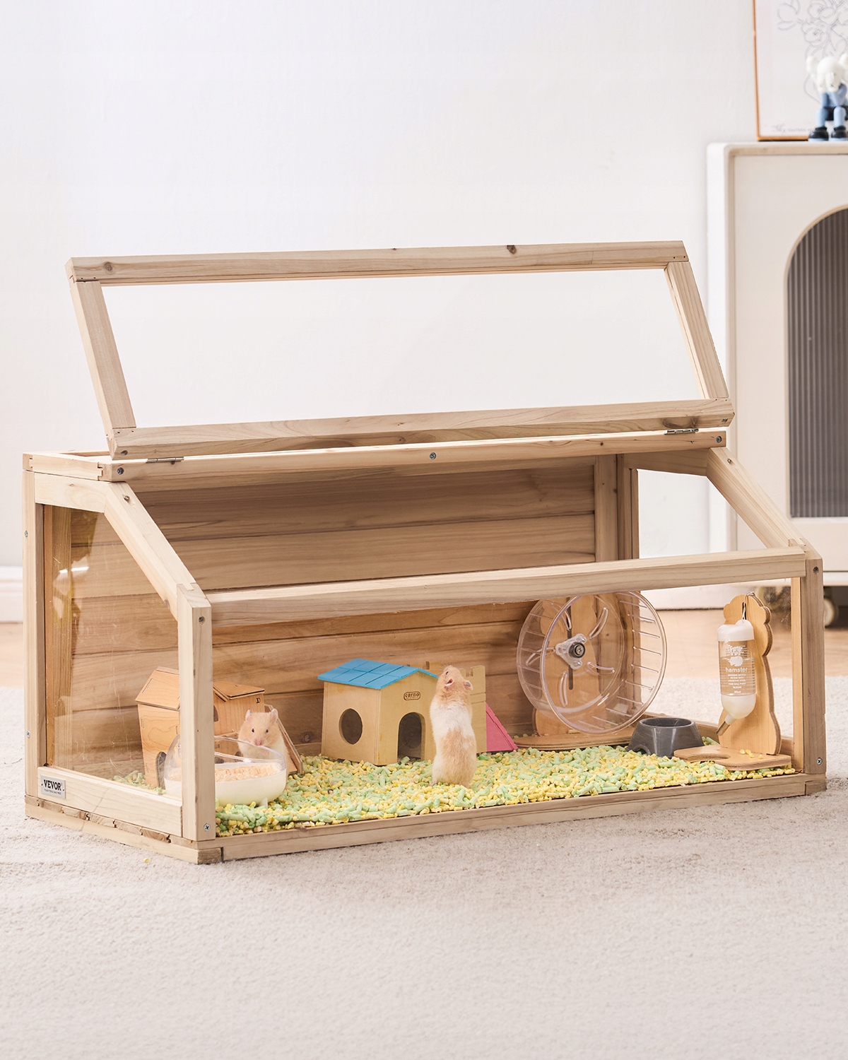 Vevor Klec pro křečka 81,28x40,64x40,64CM s otevírací dřevěnou horní částí