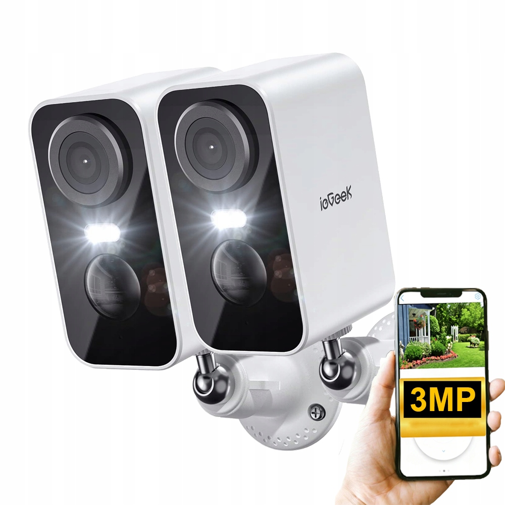 2 kusy Kamera S Baterií Wifi 100% Bezdrátová Na Baterie 3MPX Alexa