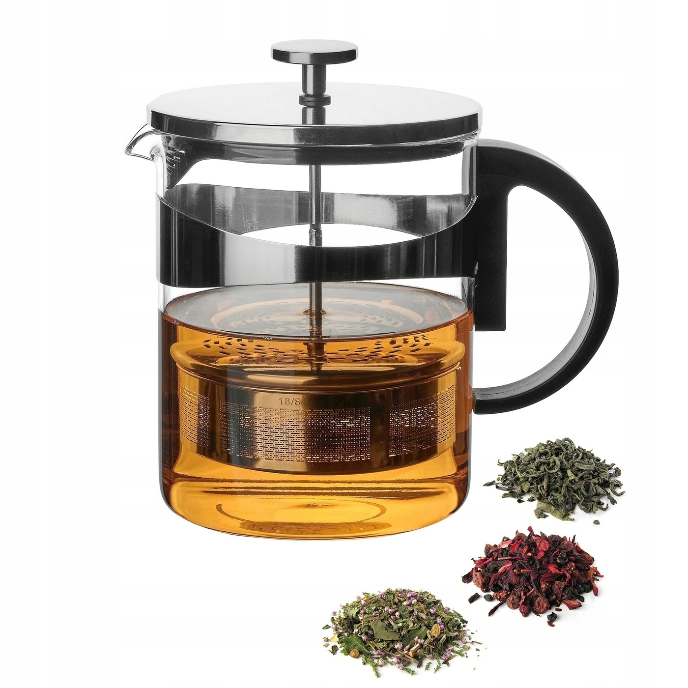 Nowoczesny DZBANEK ZAPARZACZ DO HERBATY szklany dzbanek z zaparzaczem 1,2l