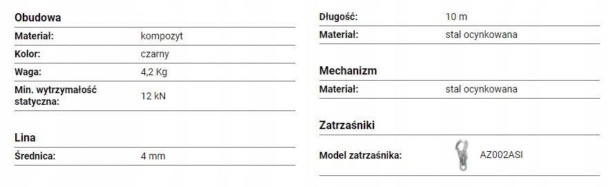 Urządzenie samohamowne CR 250V dł. 10m PROTEKT Marka Protekt
