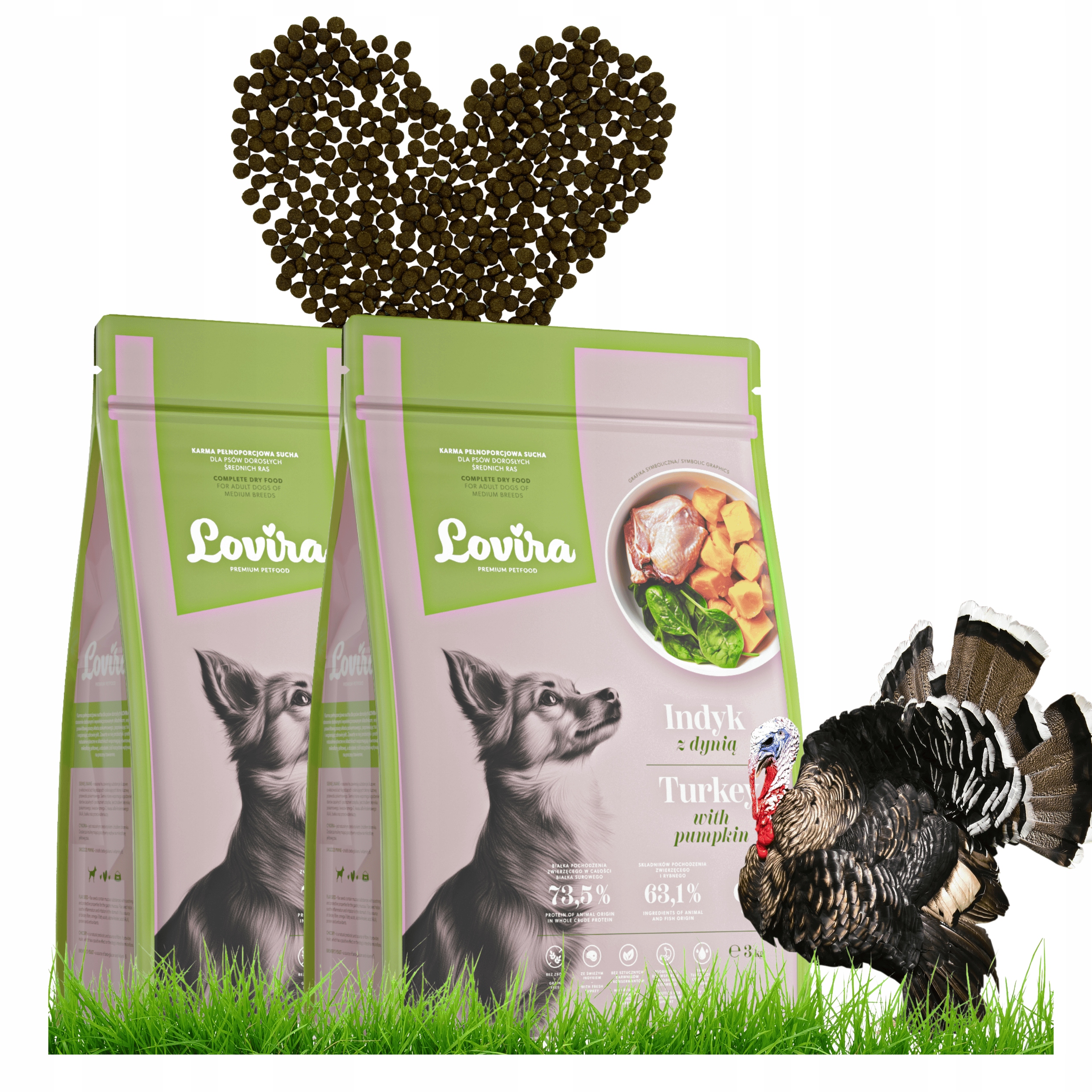 Levně Set 2X Suché Krmivo pro psa Premium Krůta S Dýní, bezobilné, Vitamíny