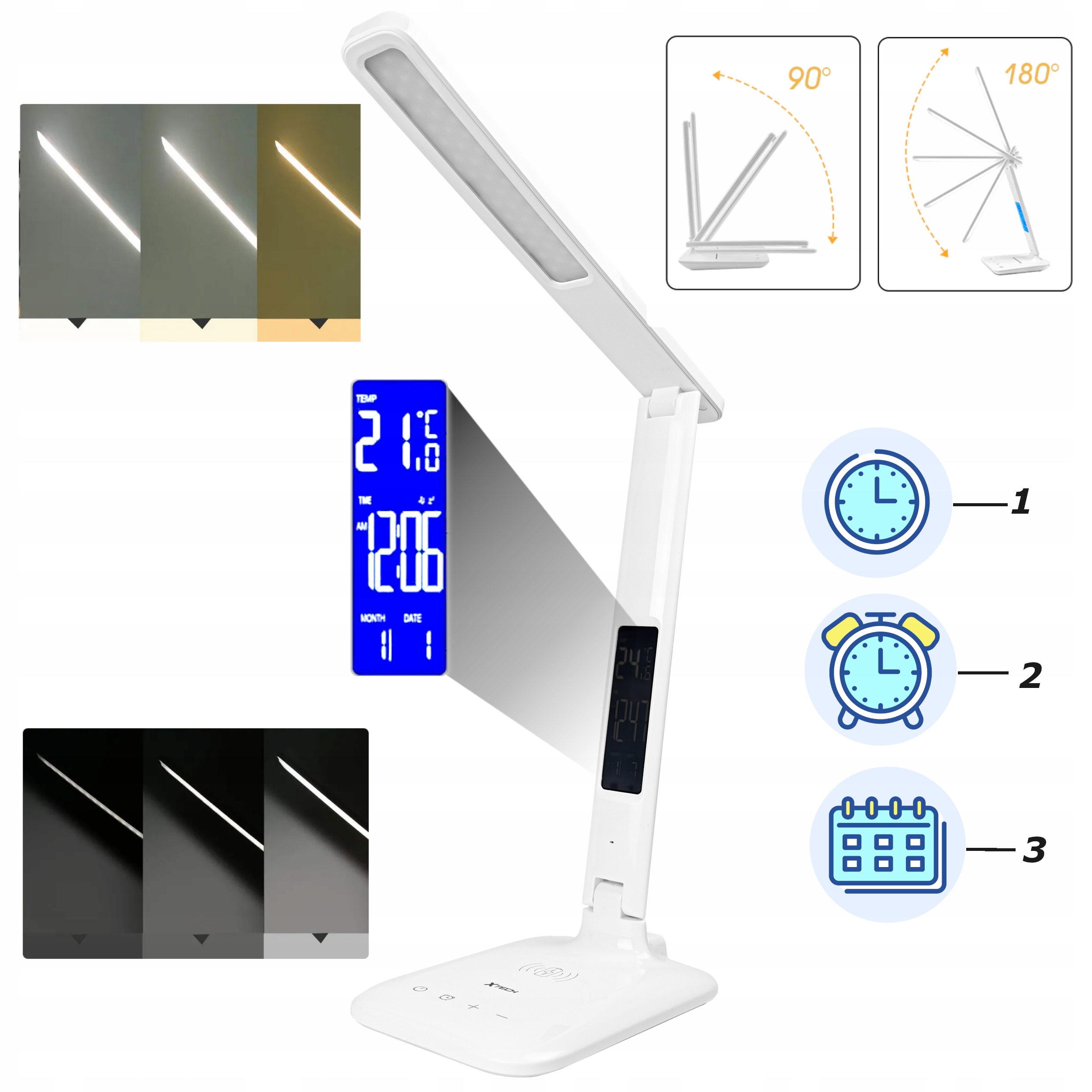 Lampka Biurkowa LED Szkolna Biurko WYŚWIETLACZ LCD Marka Xtech