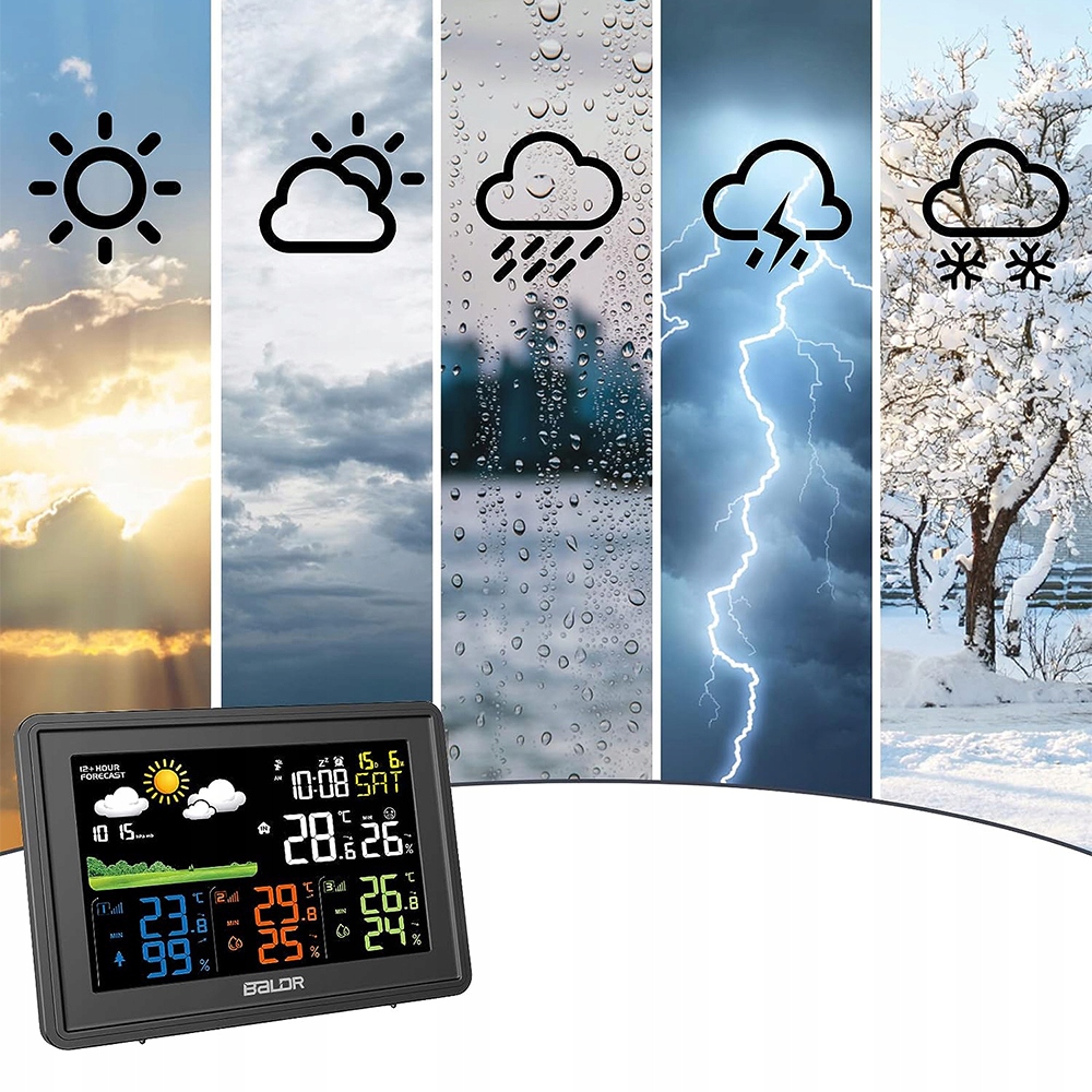 BEZPRZEWODOWA STACJA POGODY POGODOWA HIGROMETR Z 3 CZUJNIKAMI ZEWNĘTRZNYMI EAN (GTIN) 886545089492