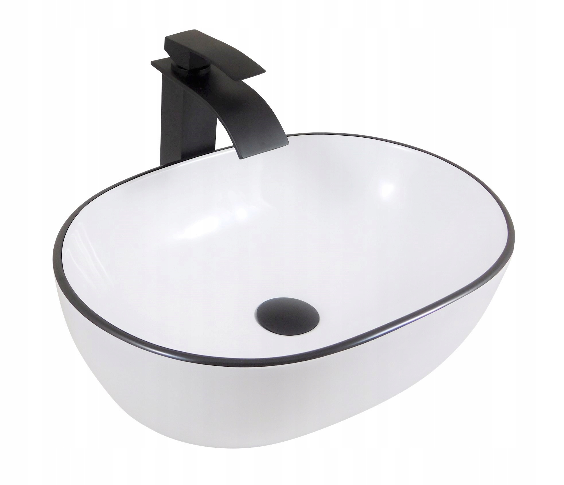 

Umywalka Gaba Biała Czarna Krawędź 47.5x34x13.5