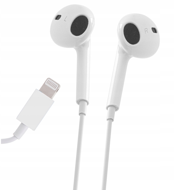 SŁUCHAWKI PRZEWODOWE DOUSZNE + MIKROFON KABEL LIGHTNING DO TELEFONÓW IPHONE