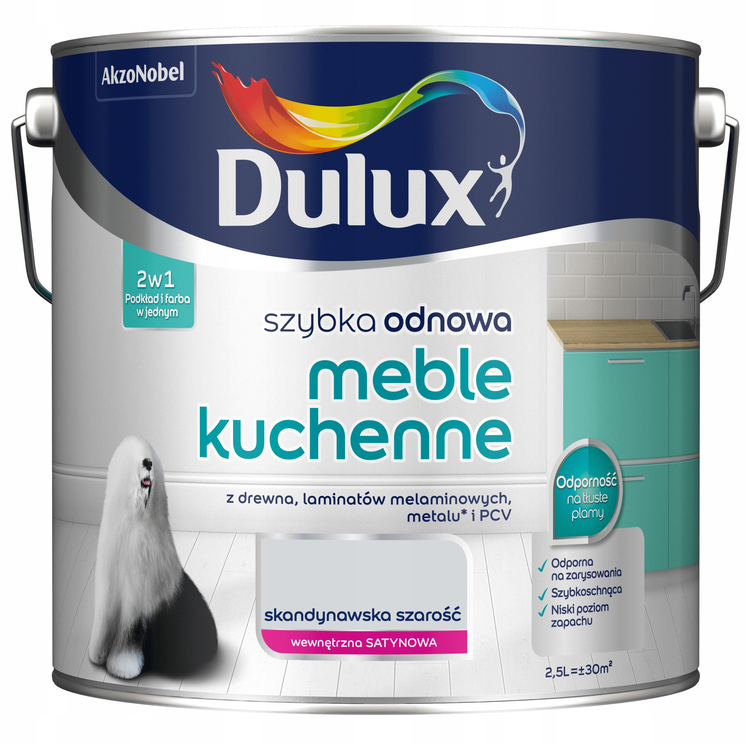 Dulux Szybka Odnowa Meble Kuchenne laminaty Pcv Skandynawska Szarość 2,5L