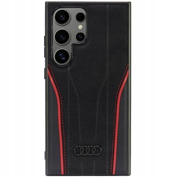 Audi Leather MagSafe S24 Ultra S928 czarno-czerwony AU-TPUPCS24U-R8/D3-RD