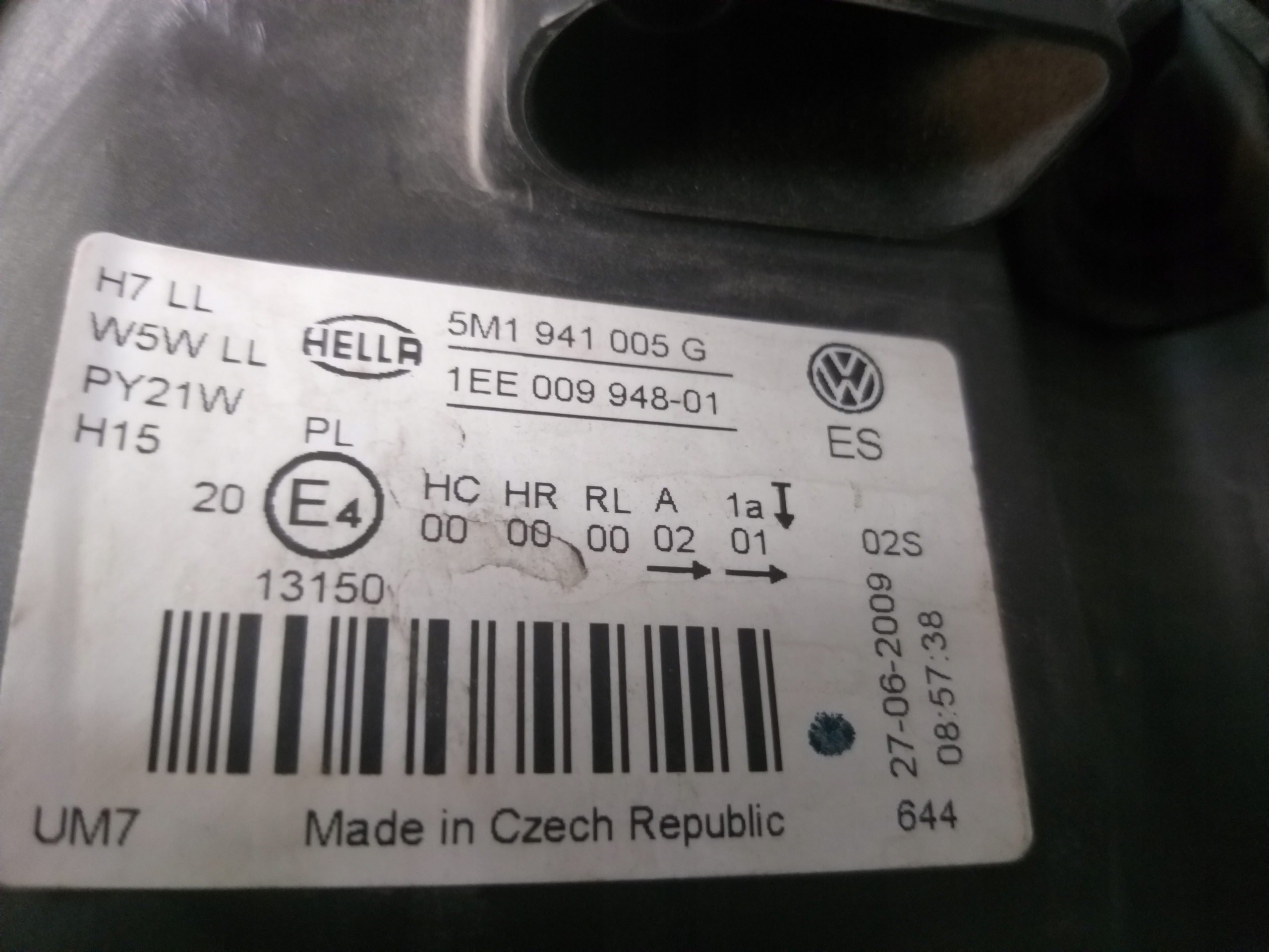 light front left VW GOLF VI 6 plus + 5M1941005G