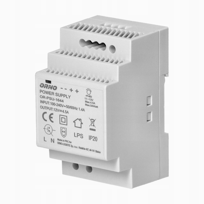 Orno Napájecí zdroj na Din lištu 12V DC 4,5A 54W Šířka 3 moduly OR-PSU-1644