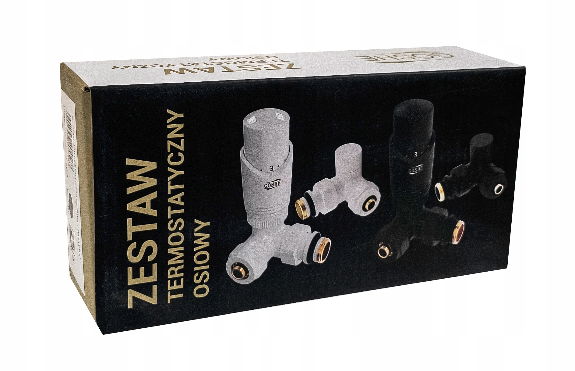 ZAWÓR TERMOSTATYCZNY OSIOWY PRAWY DO GRZEJNIKA CZARNY MAT 1/2 PEX 16 ZESTAW Kolor czarny