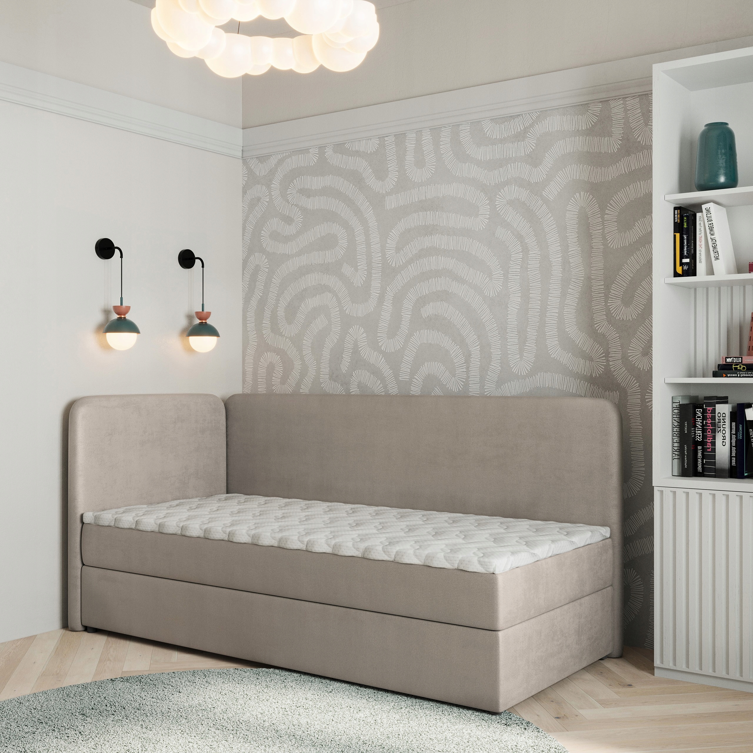 Postel Pro Mláděž Gina 90x200 cm s matrací Jednolůžková pohovka Béžová