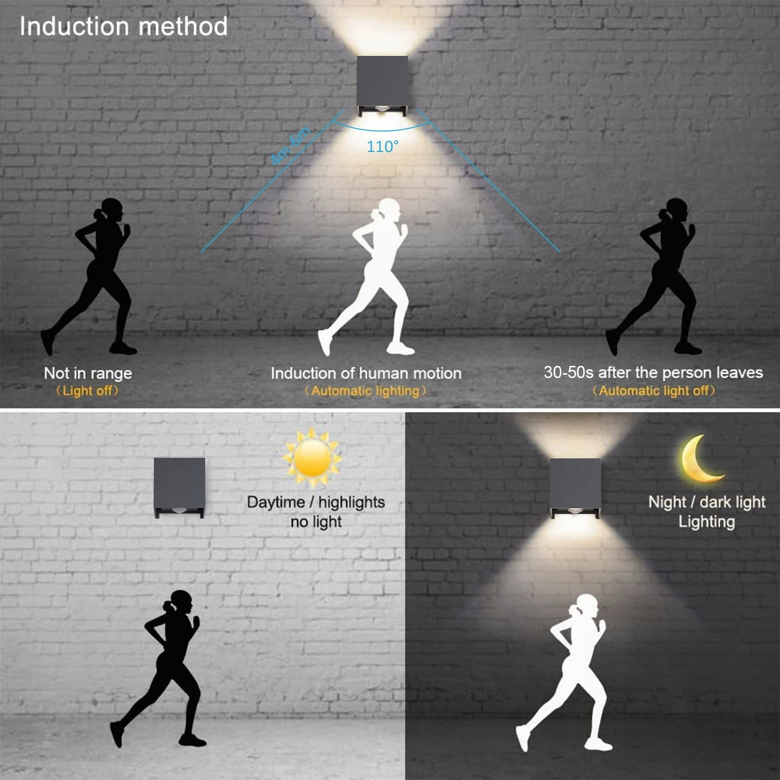 KLIGHTEN Zestaw 2 Szt LED Wandleuchte Czujnik Ruchu Wewnątrz/Zewnątrz 4500K — miniatura 4