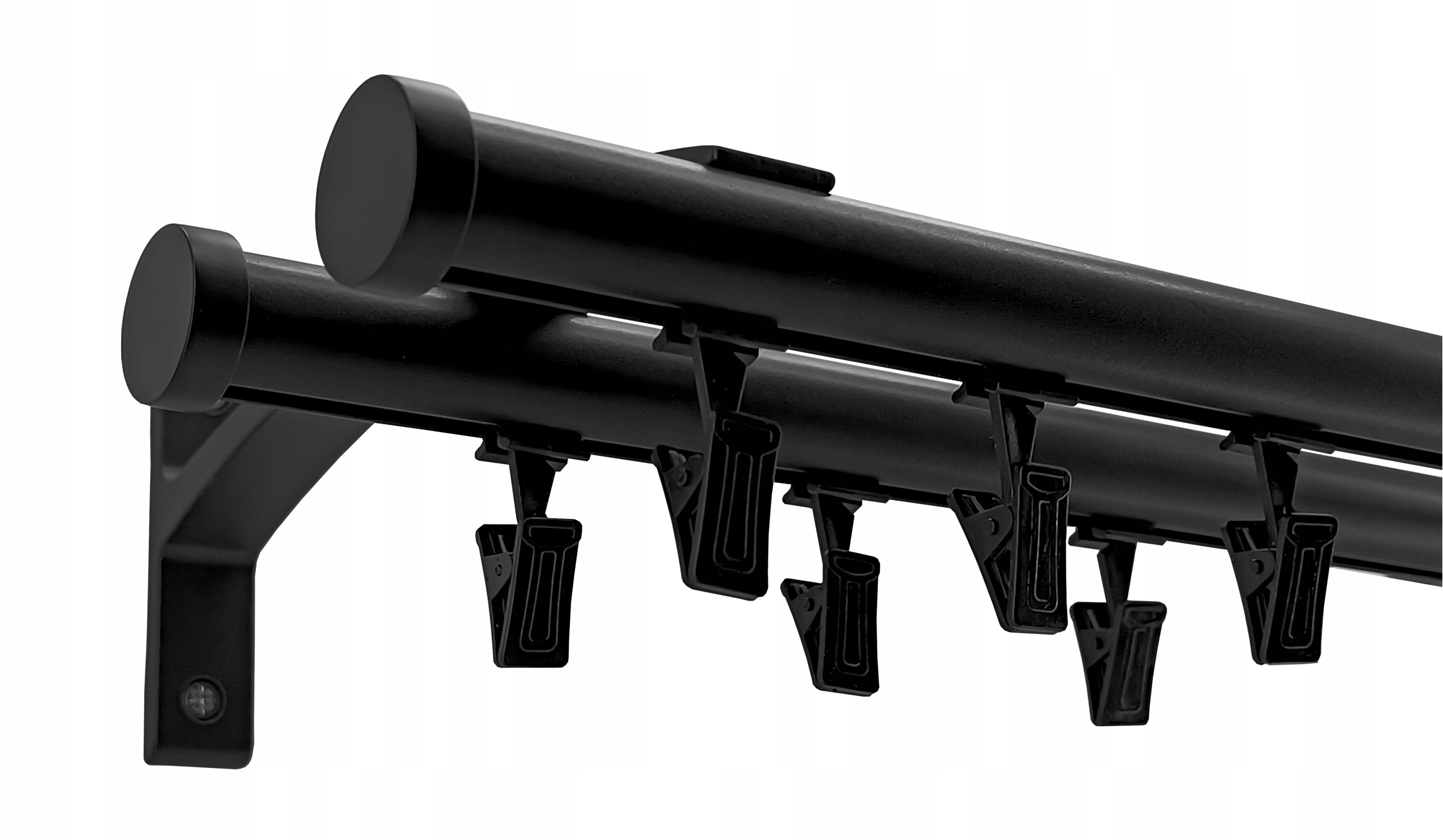 Karnisz Apartmánový Alu 20+20 mm Čierny 300 cm žabky