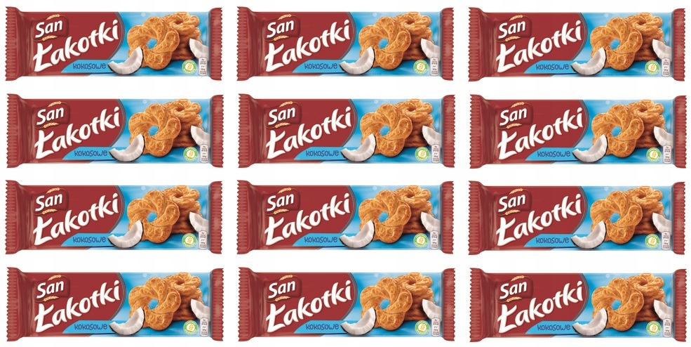 12x 168g San Łakotki Kokosowe ciastka Karton