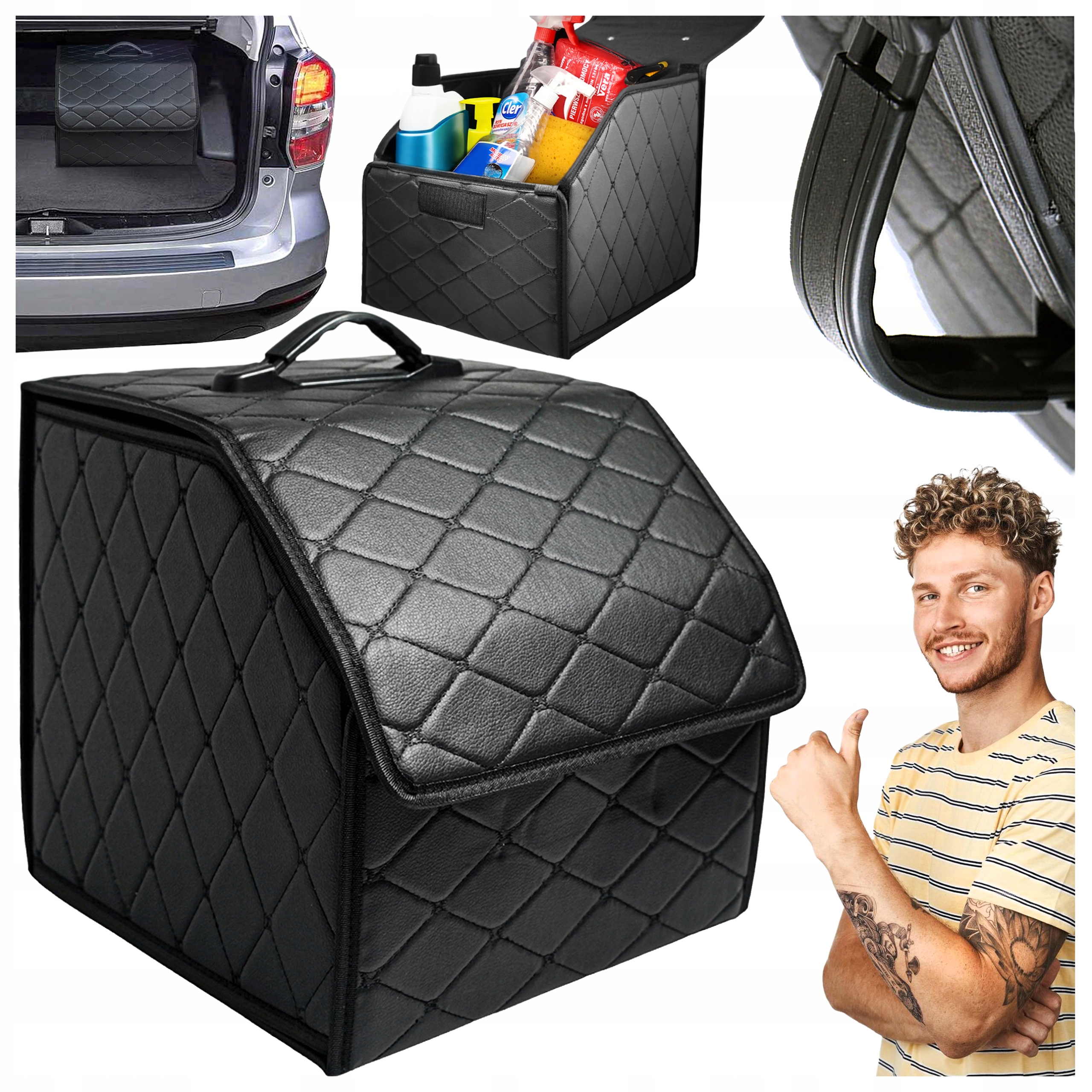 Organizer Do Bagażnika Torba Samochodu Auta Kufer Na Rzepy Sztywny Pojemny