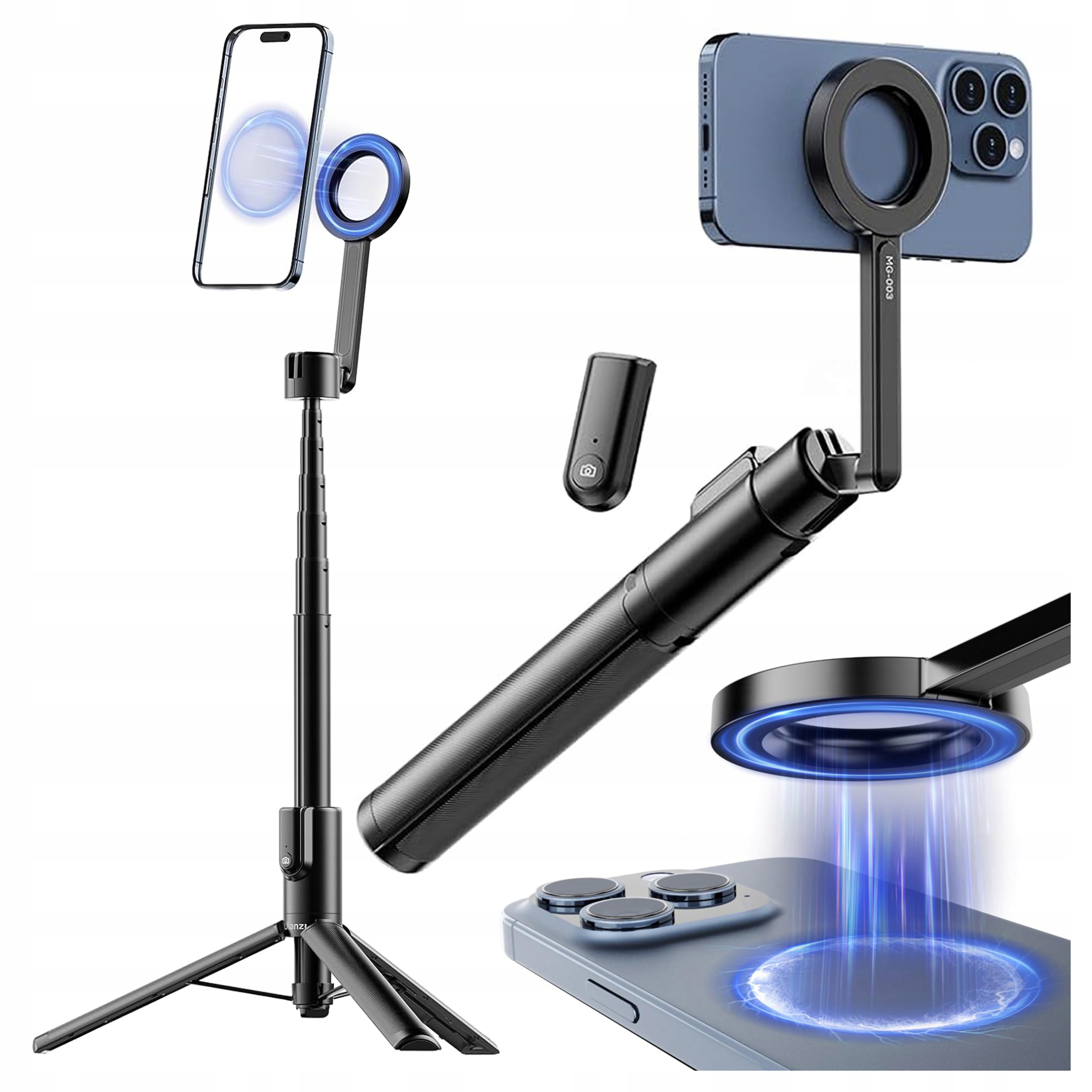 Selfie tyč a stativ MagSafe pro chytrý telefon iPhone 16 15 14 13 Pro Max Plus