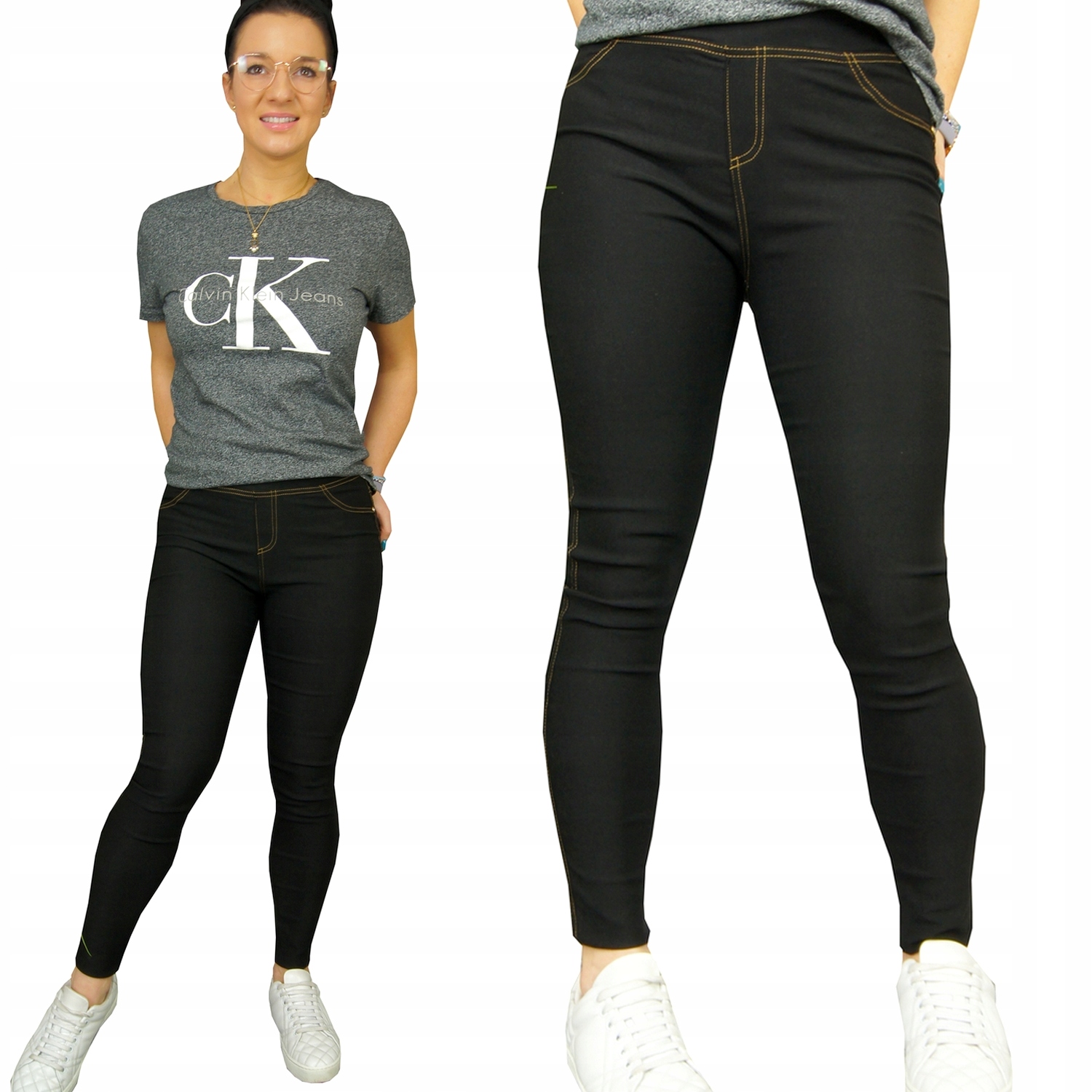 

Modne Spodnie legginsy Jeans Damskie Kolory, S