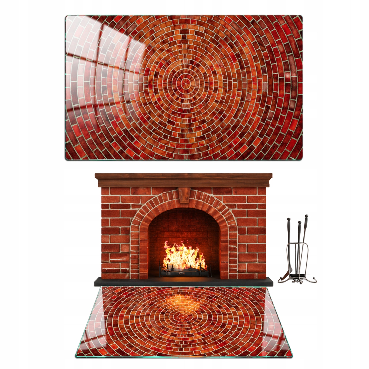 Sklo Pod Krb Tvrzené Sklo Podložka Rozměr 80x52 cm s Grafikou Cihla