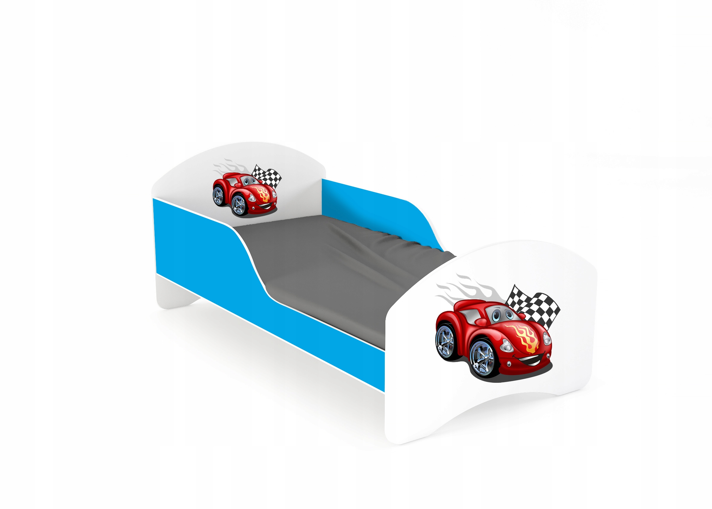 Łóżko dziecięce LEO2 160x70 biało-niebieskie Długość mebla 165 cm