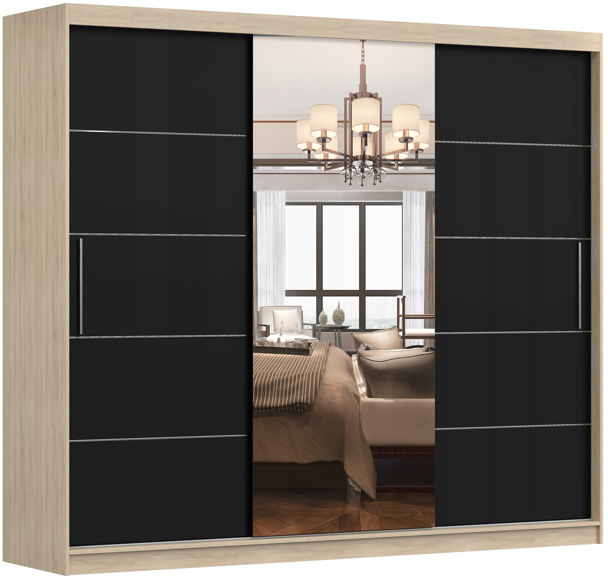 POJEMNA SZAFA PRZESUWNA 3 DRZWIOWA ALBA 250 LUSTRO Kolekcja ALBA