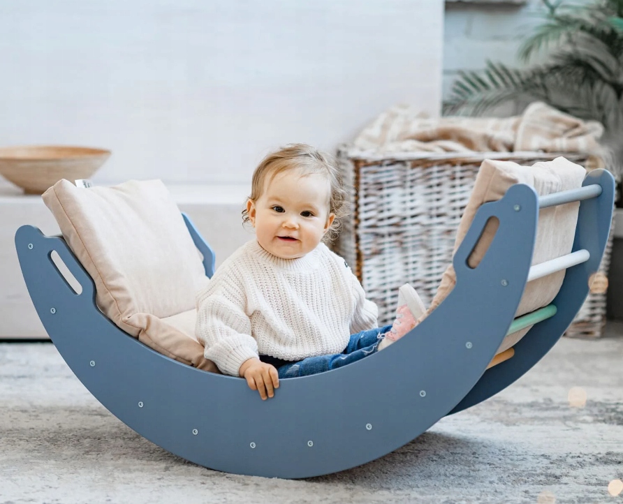 Bujak drewniany dzieci Moon biało-szary Marka Luna