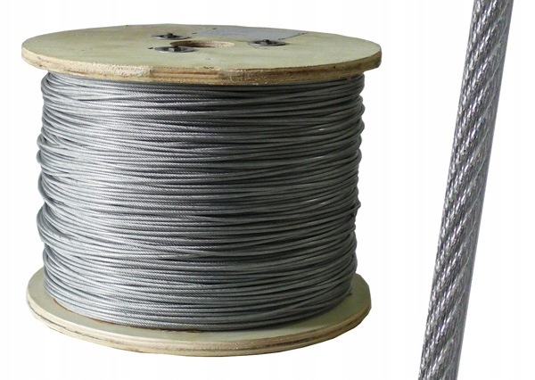 250m Lina Linka Stalowa Pcv fi 3mm 6x7+FC metalowa ocynkowana powleczona