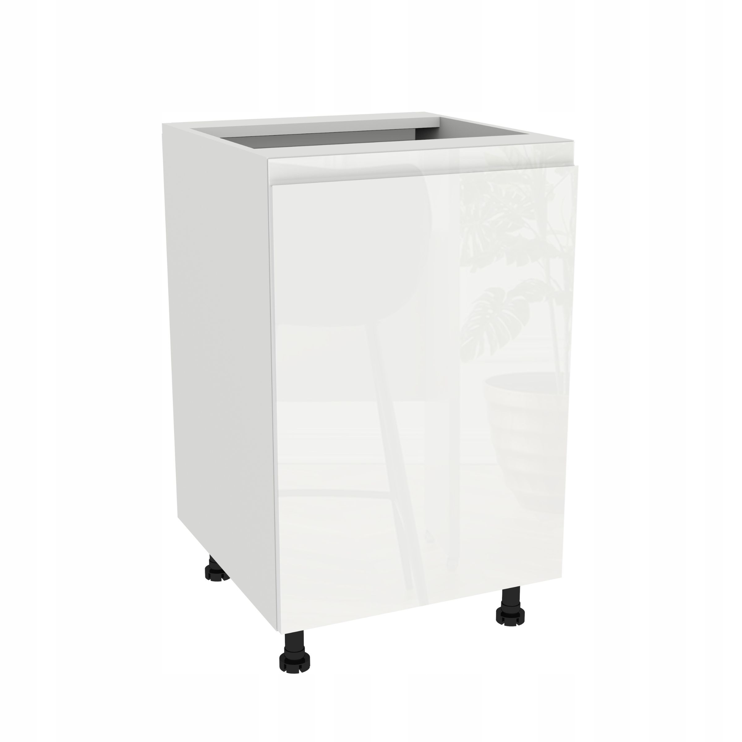 Spodní kuchyňská skříňka 50 Frezo Bílá přední strana Bezúchytková Bílá Akryl Lesk