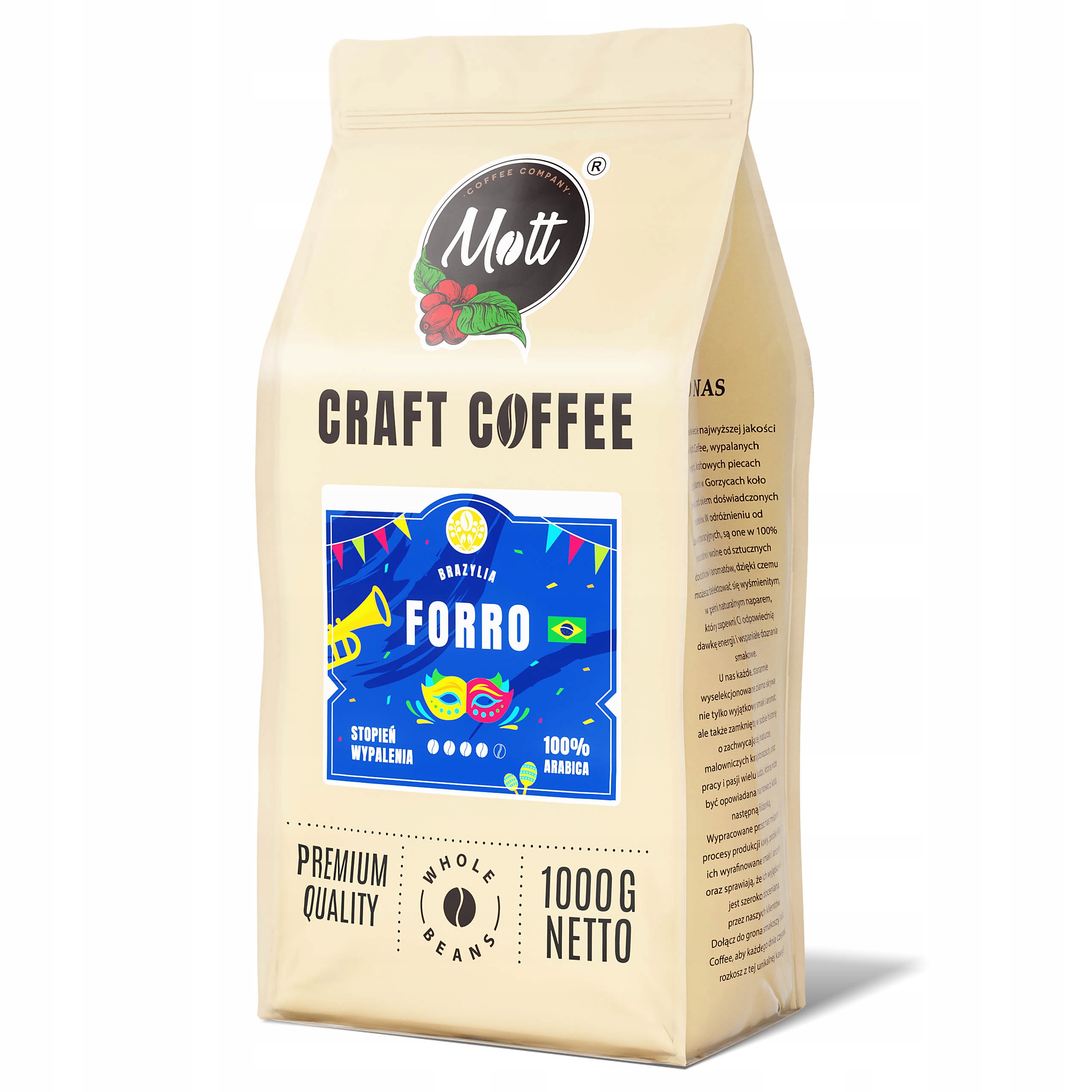 Levně Káva Čerstvě pražená zrnková 100% Arabica 1 kg Brazílie do kávovaru Forro