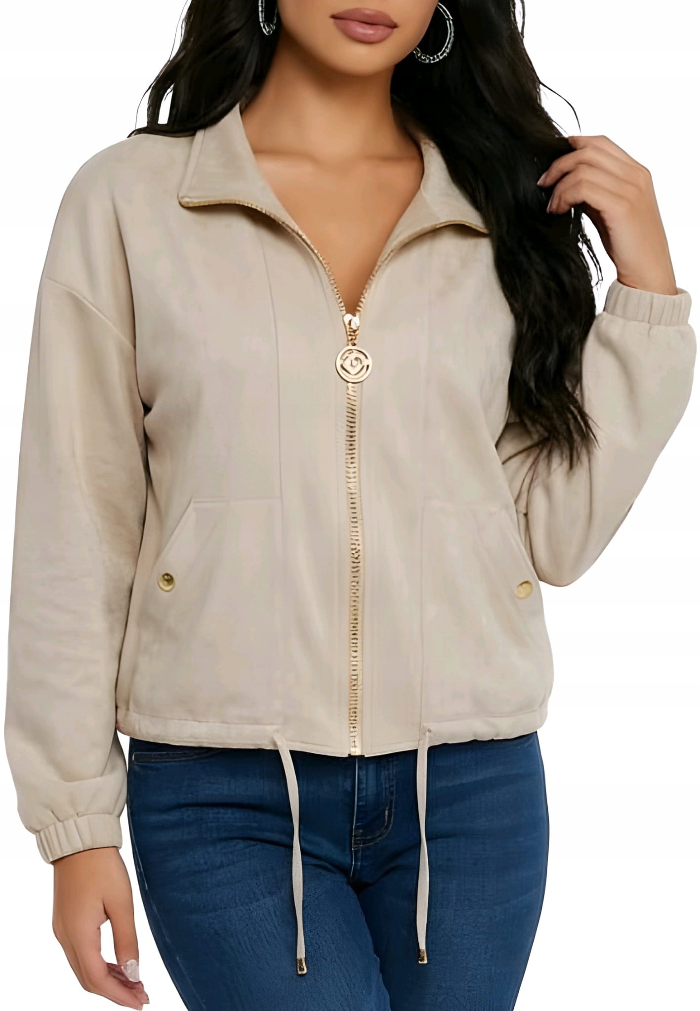 Bunda Bomber Katana Semišová Přechodová Over Size Béžová 40/42 L/XL