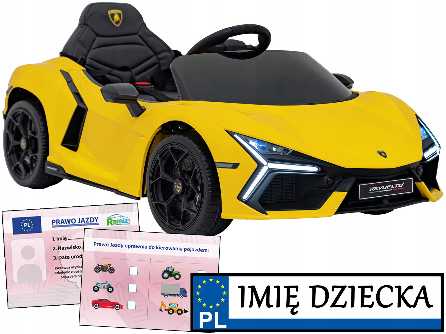 Auto Dla Dzieci na akumulator Lamborghini Revuelto pilot prawo jazdy