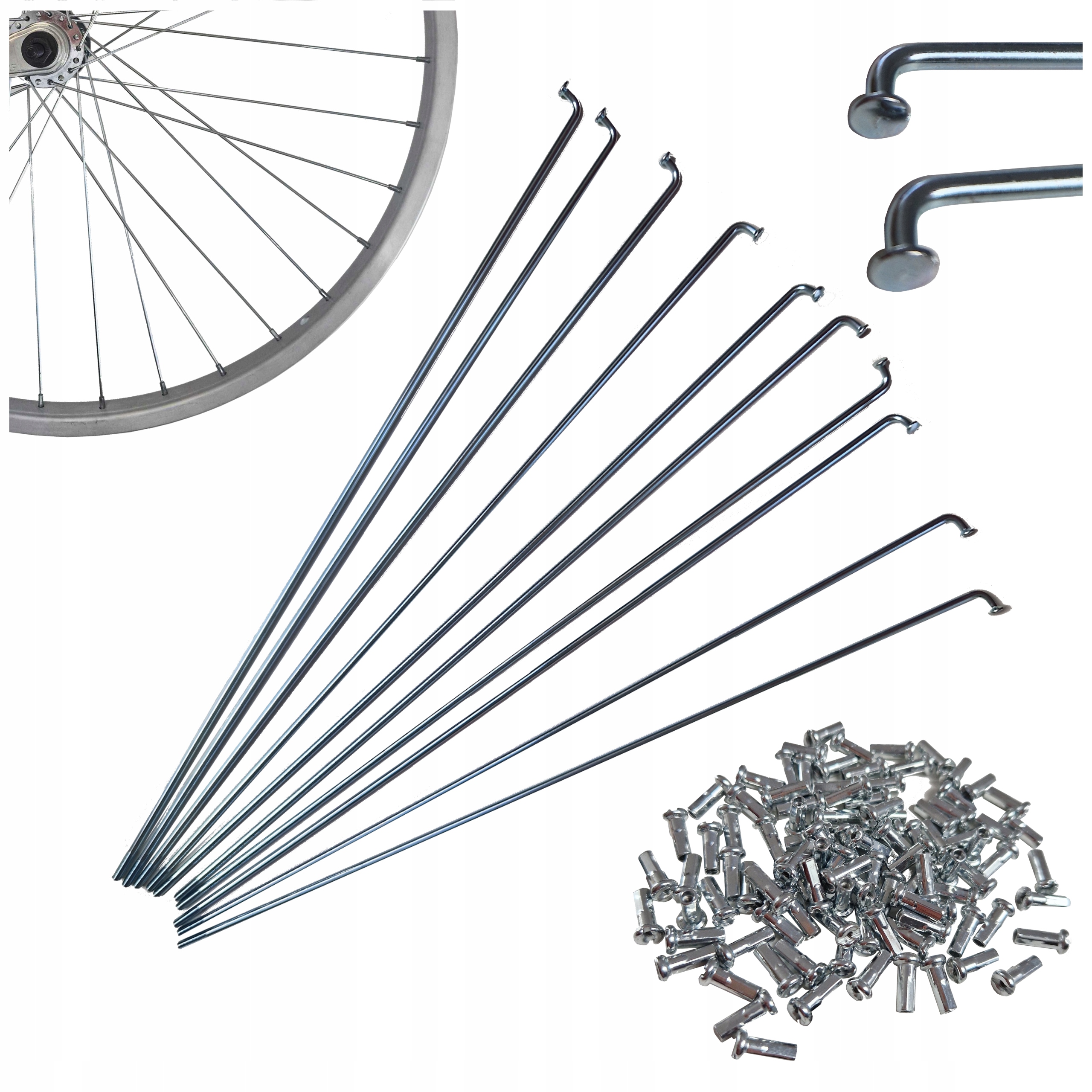 Szprychy rowerowe EpiCycle Zinc ocynk srebrne 178mm 4 szt! nyple