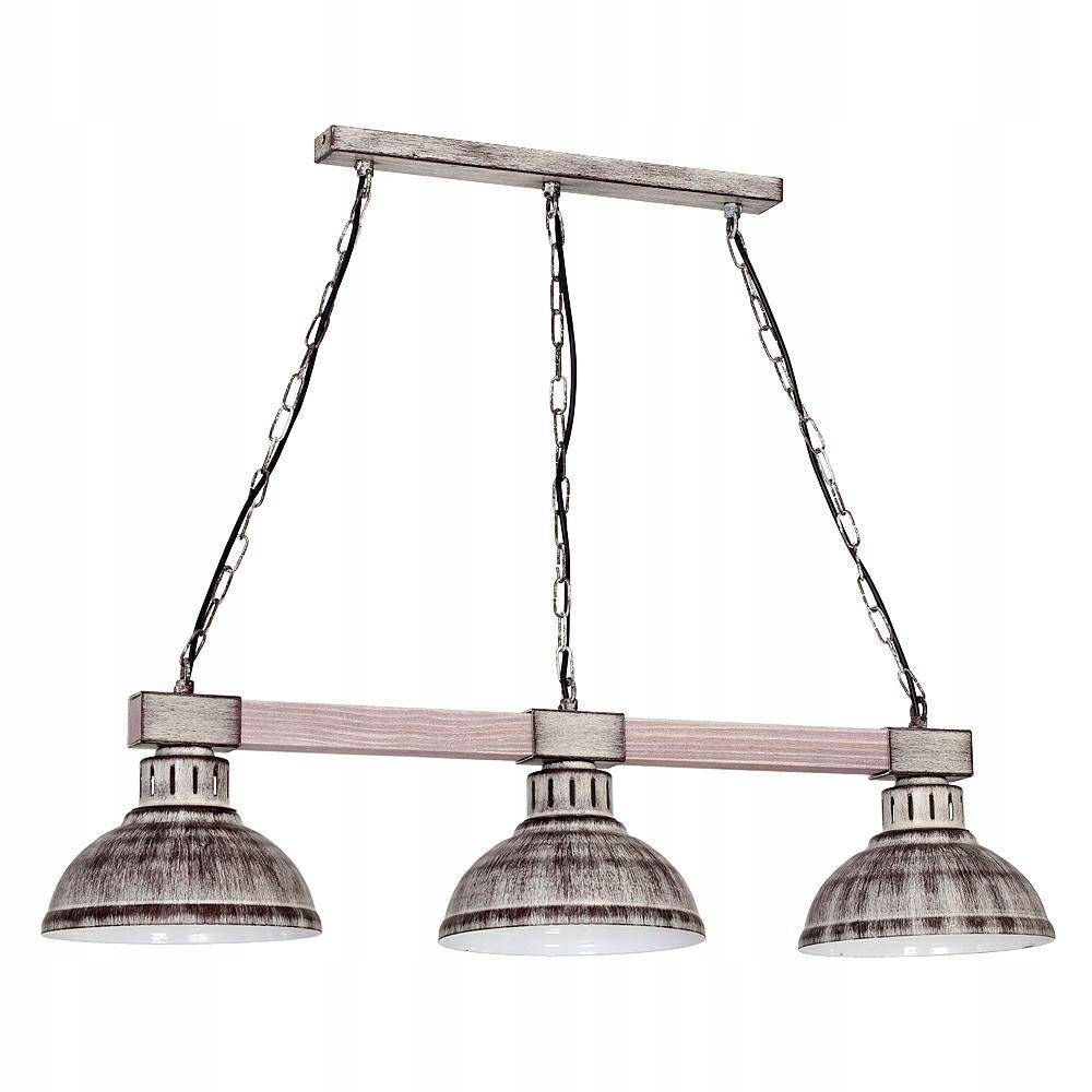 Závesná trojitá kovová drevená lampa E27