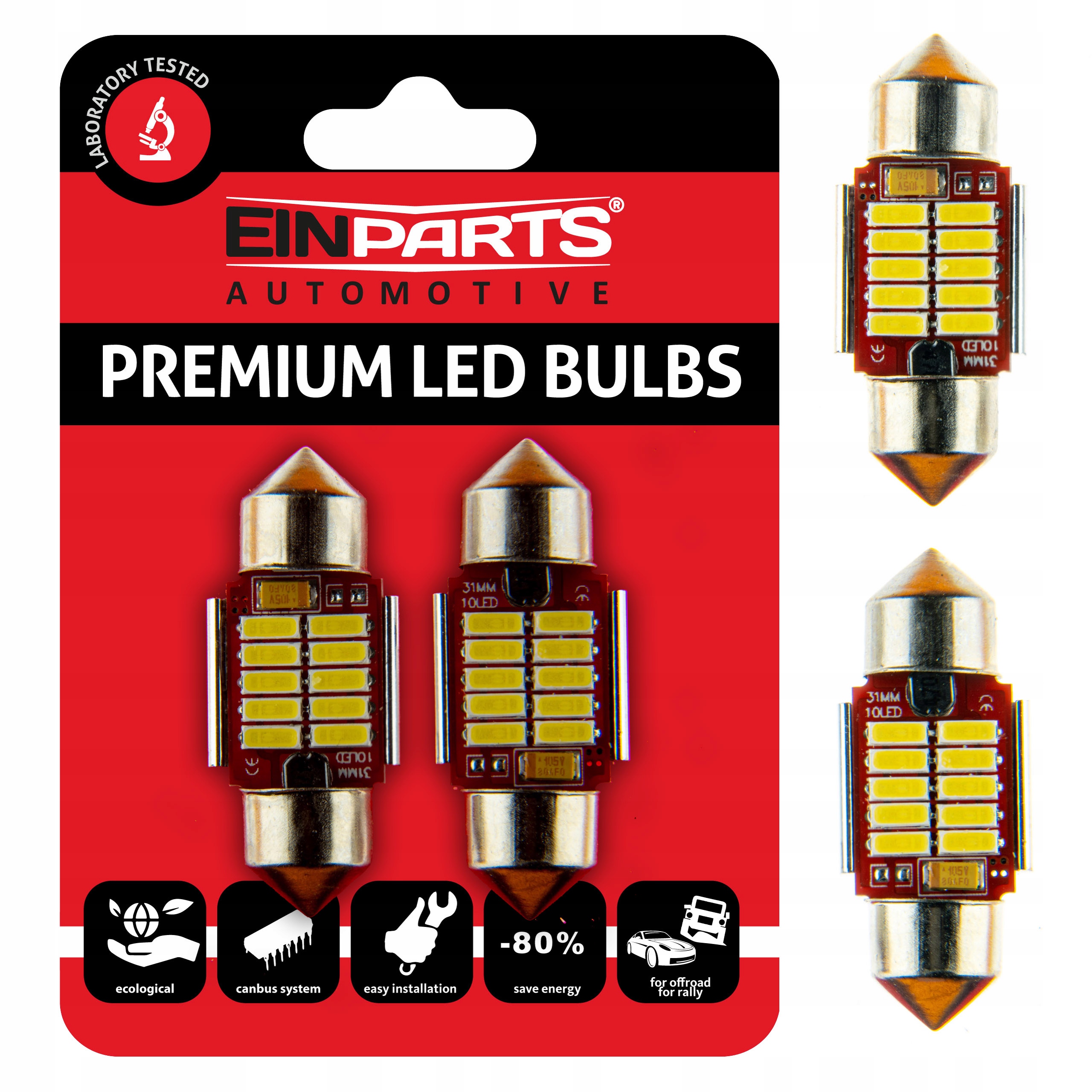 Żarówki Rurkowe Led C5W 12V 10 Smd 4014 6000K Canbus 31mm