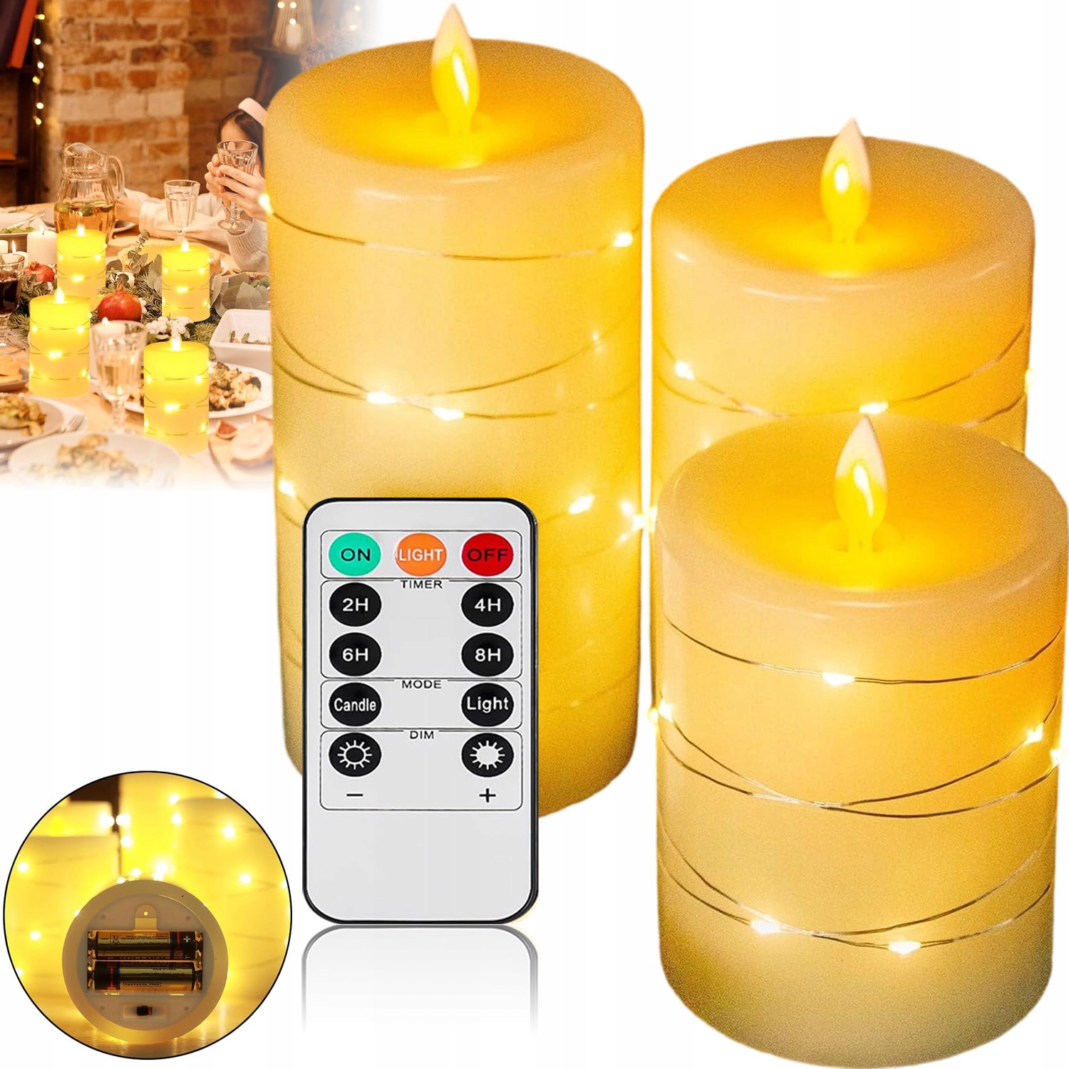 3 X Bezplamenné Led Svíčky Na Baterie Elektrické Led Vložky Do Hřbitovních Svíček