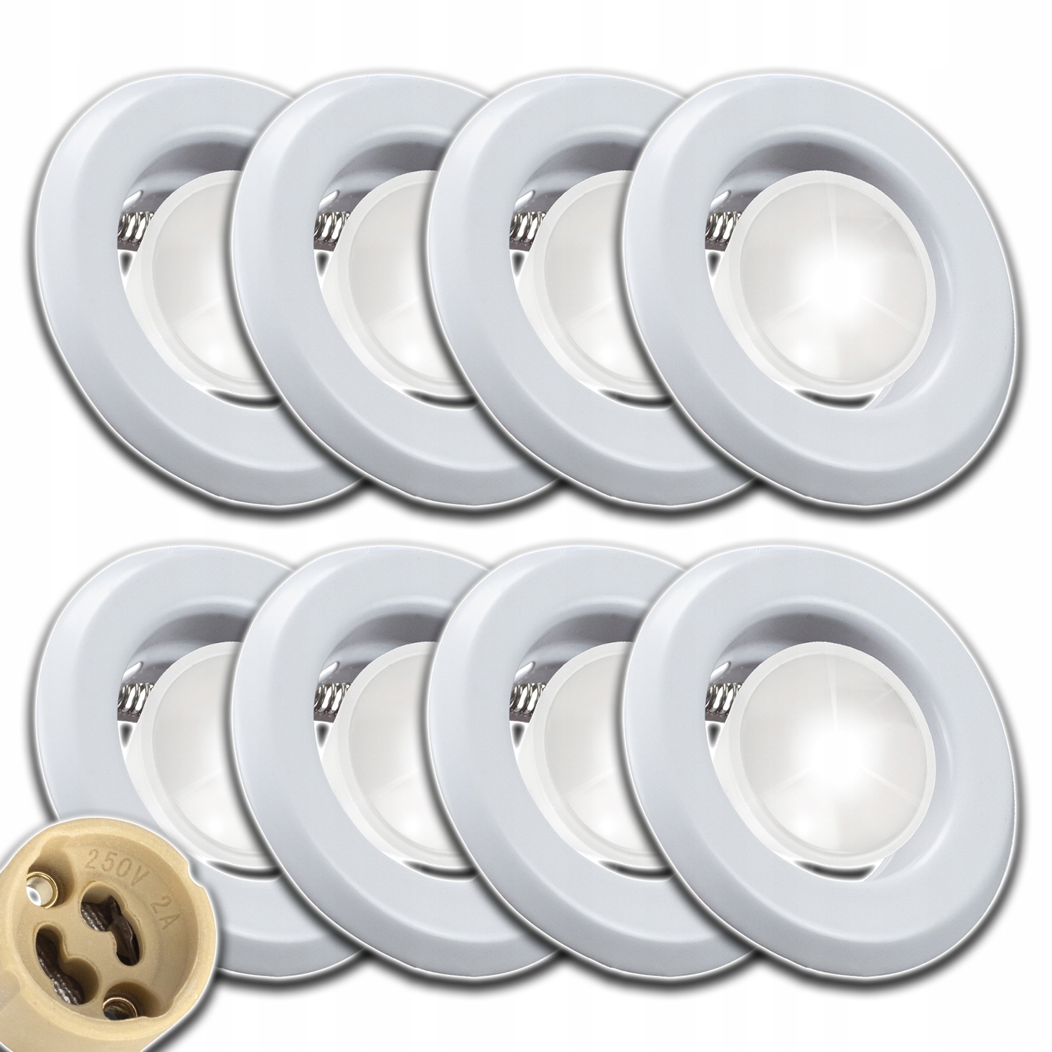 8x Sada Osvětlovací Objímka Rámeček Stropní S Žárovkou Nw 4000 K 1,5W