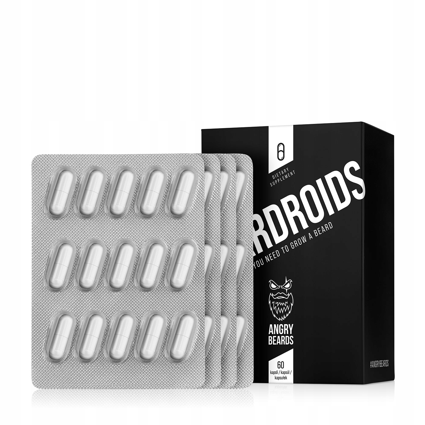 Angry Beards doplněk stravy Beardroids Vlasy, vousy, nehty 60 kapslí