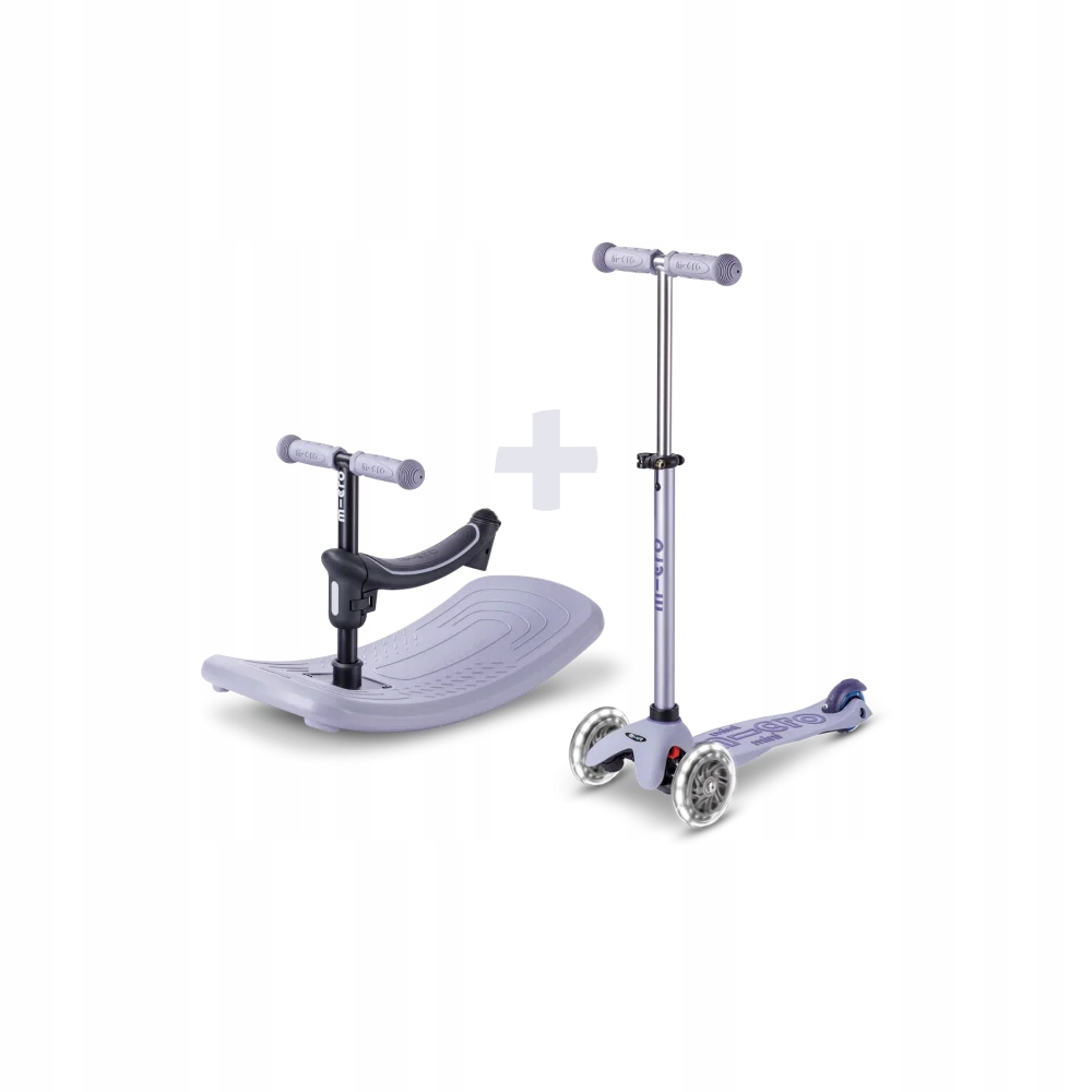 Micro Trójkołowa hulajnoga/bujak 6w1 Mini Deluxe Rock &Go Led Lavender Mist
