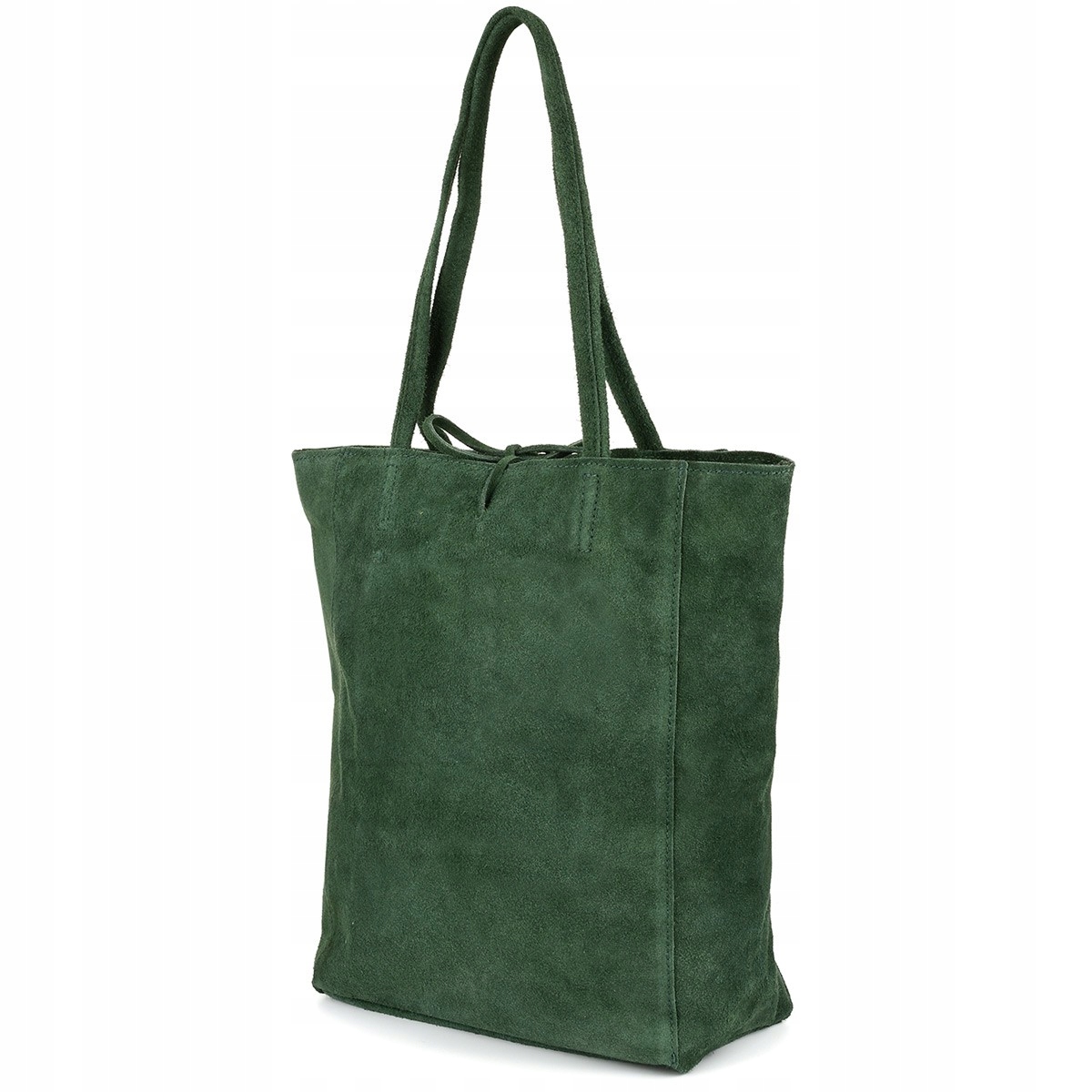 Dámská kožená semišová kabelka velká italská shopperka tmavě zeleň