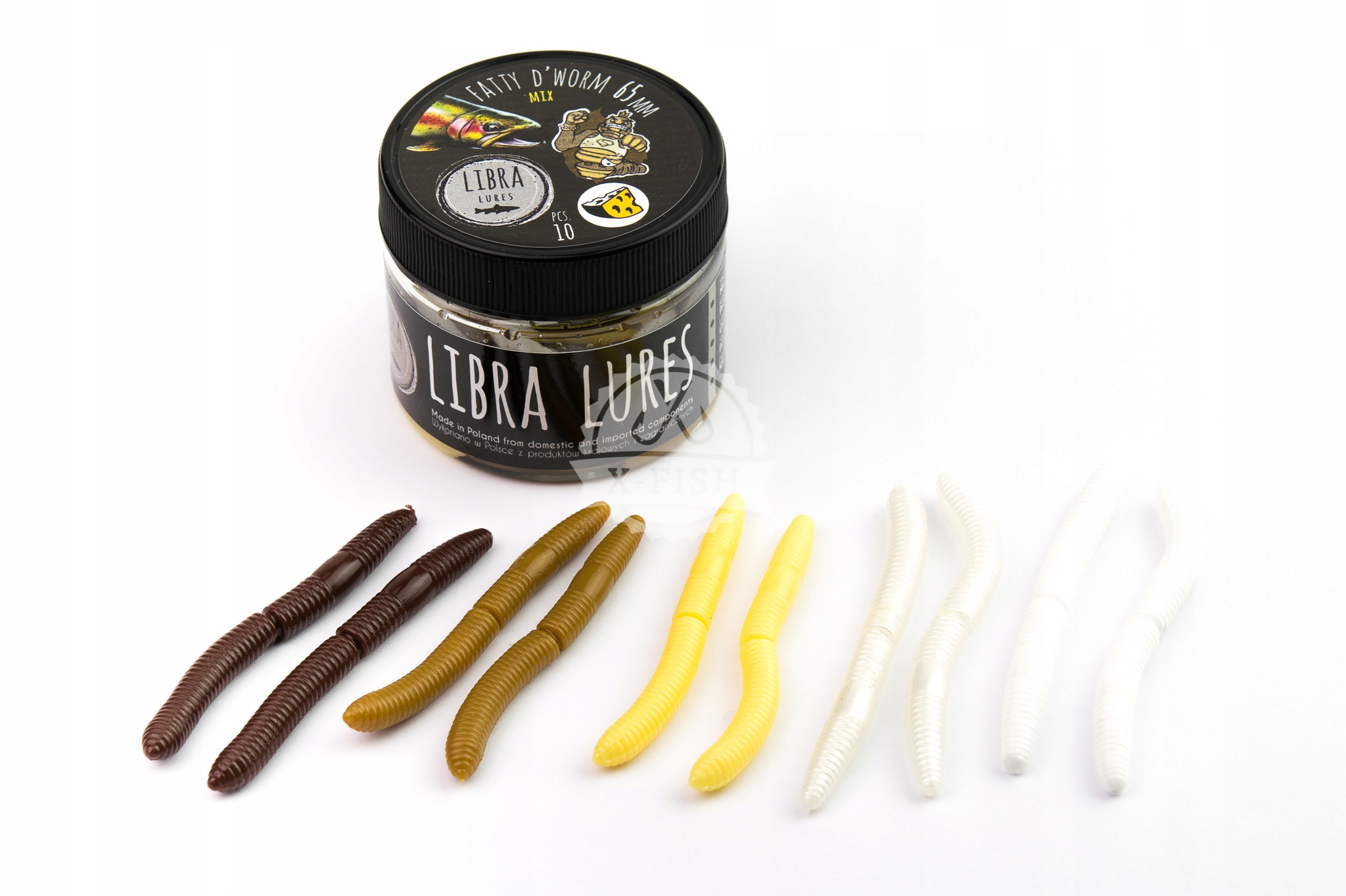 

Zestaw Fatty D`Worm 65mm mix. 10szt zapach ser