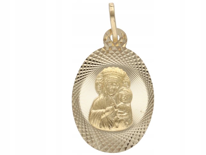 Zlatý medailonek 585 Svaté Přijímání Křest Matka Boží suvenýr 14k přívěsek unisex