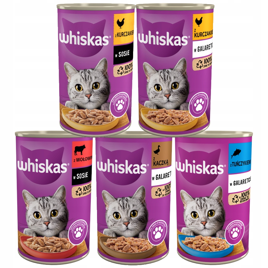 Levně Whiskas Adult 5 Příchutí Vlhké Krmivo Konzervy 12x400g