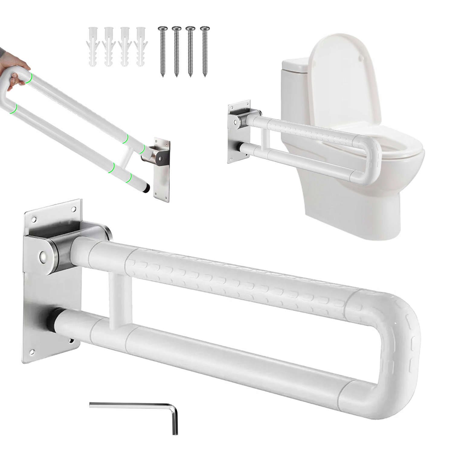 Poręcz Uchwyt Łazienkowy Wc Toaleta Uchylny Składany 90° Antypoślizgowy
