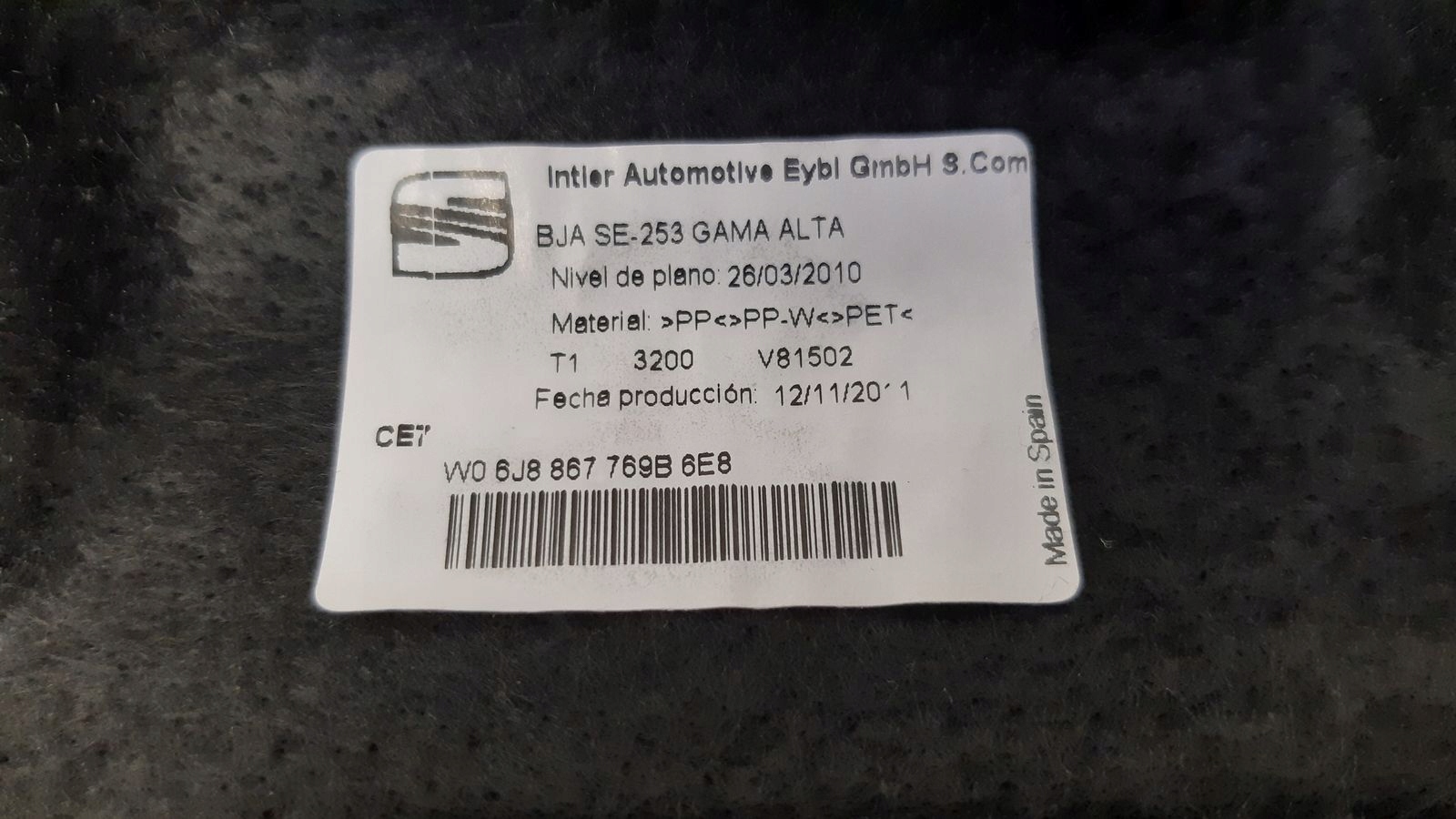 plato rear boot Seat Ibiza 6J LIFT 1,2 TSI
