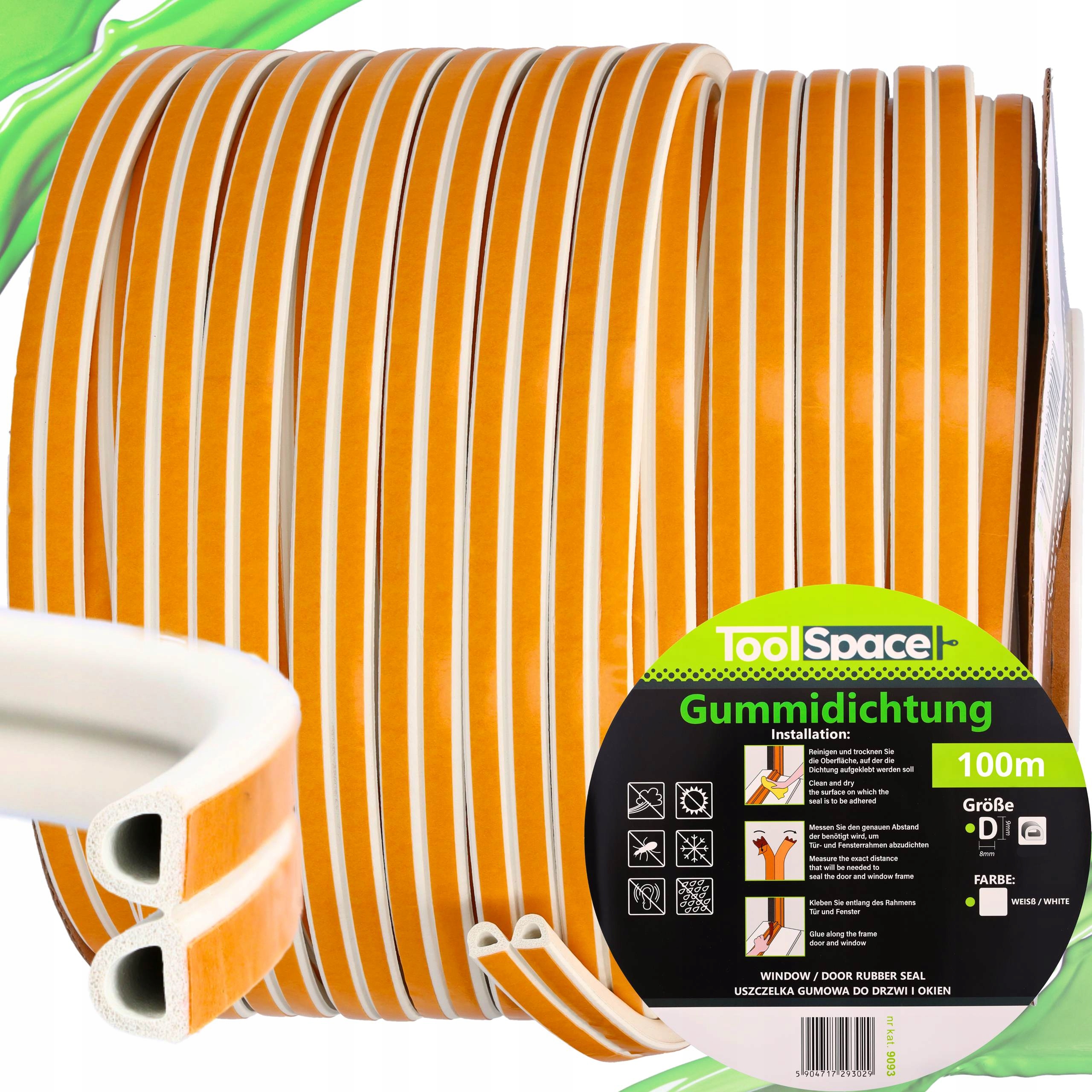 samolepicí těsnění na okna gumové pro dveře D 100 m Bílé