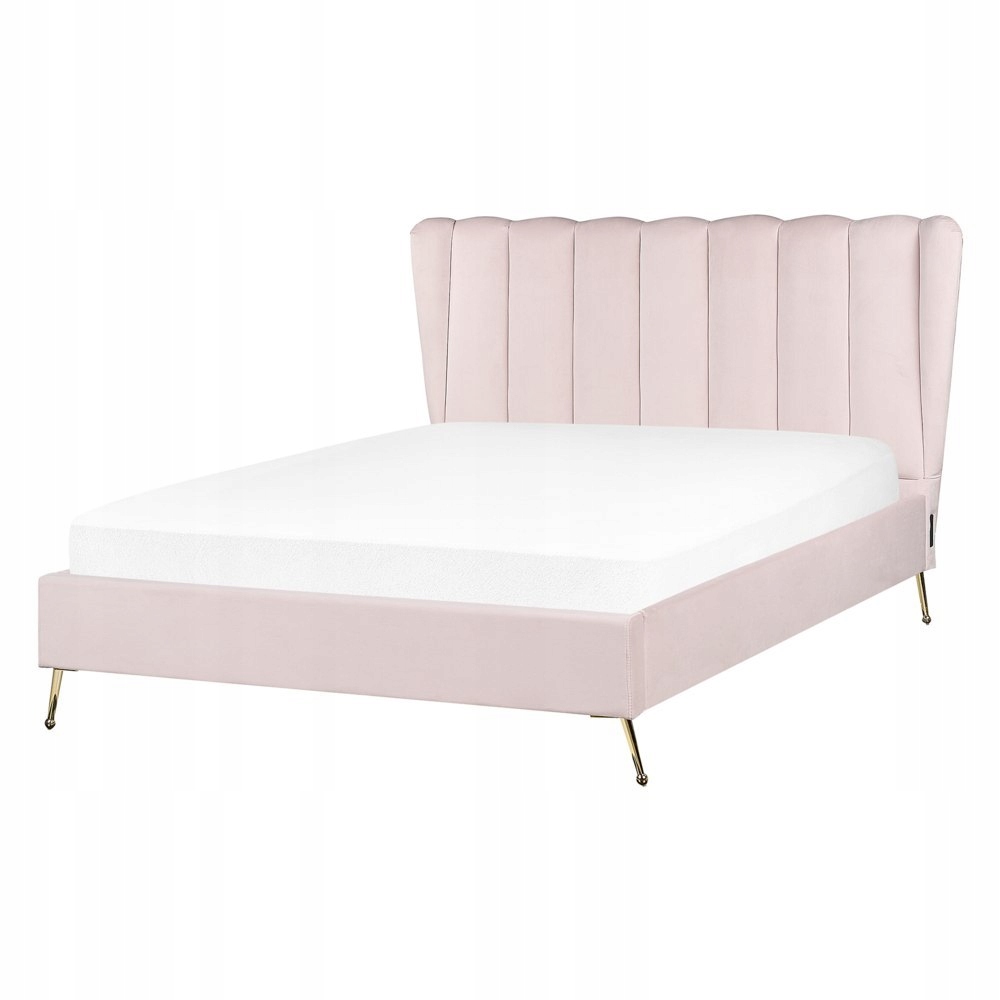 Velurová postel 140 x 200 cm s Usb portem, růžová Miribel