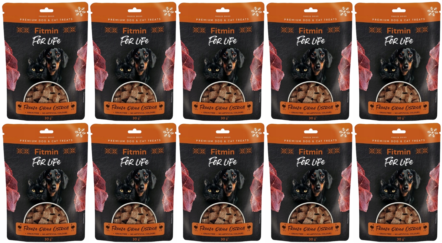 Levně Fitmin Freeze Dried lyofilizovaný pštros psí pamlsek kočky 10x30 g