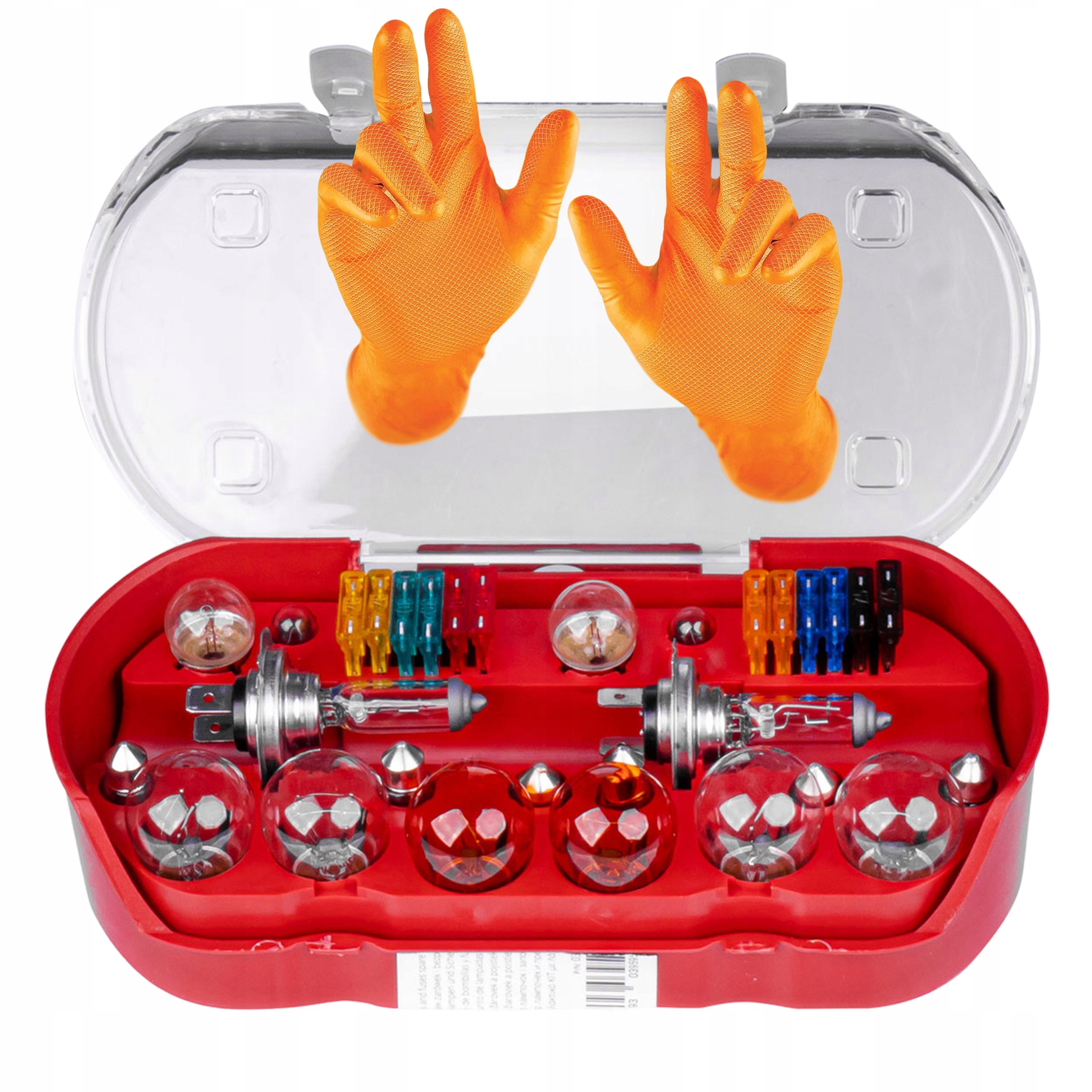 Zestaw Zasobnik Żarówek Zapasowych 2x H7 12V 30 El Bezpieczniki Rękawiczki