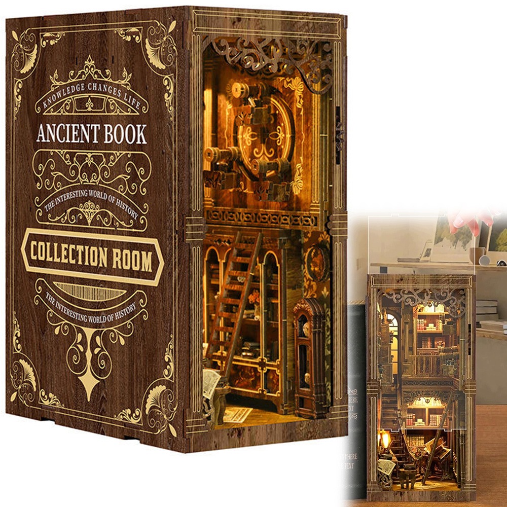 Miniaturowy domek Book Nook 3D podpórka do regału na książki dekoracja Led
