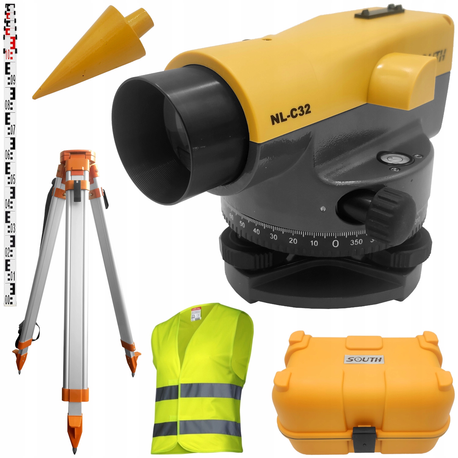 SOUTH NL-C32 Niwelator optyczny 32x 1mm / 1km zestaw łata statyw