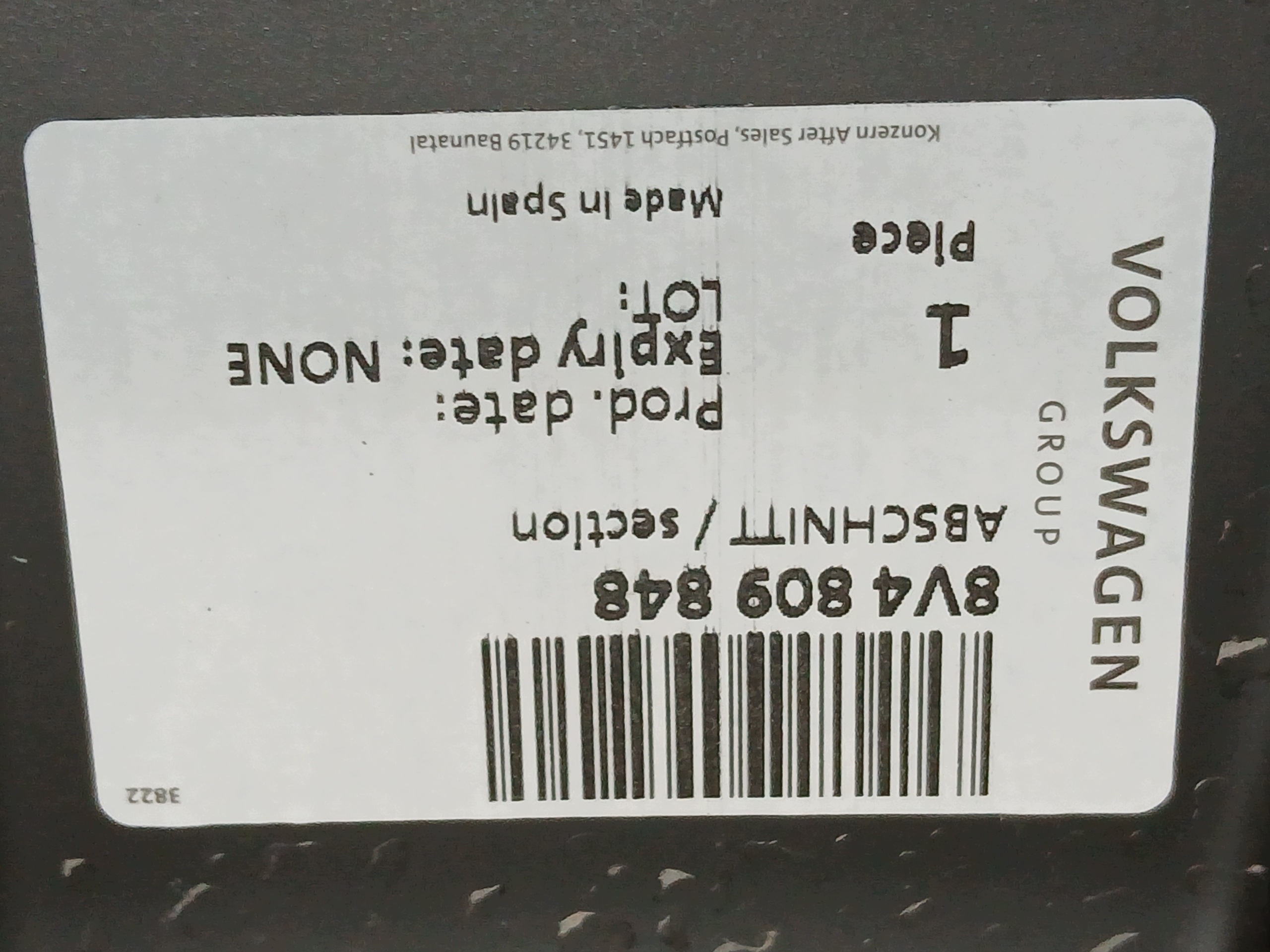 threshold right pillar AUDI A3 8V4 8V4809848